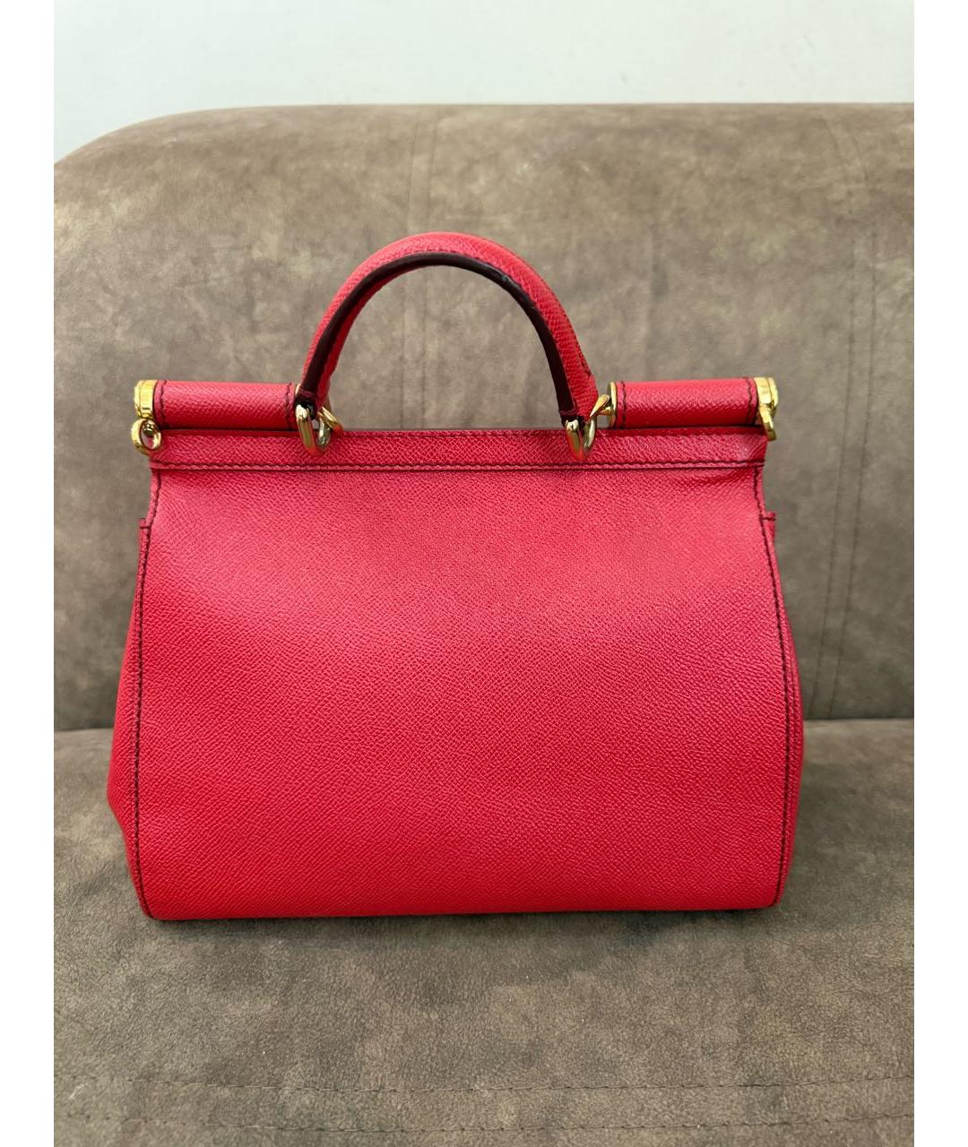 DOLCE&GABBANA Красная кожаная сумка с короткими ручками, фото 3