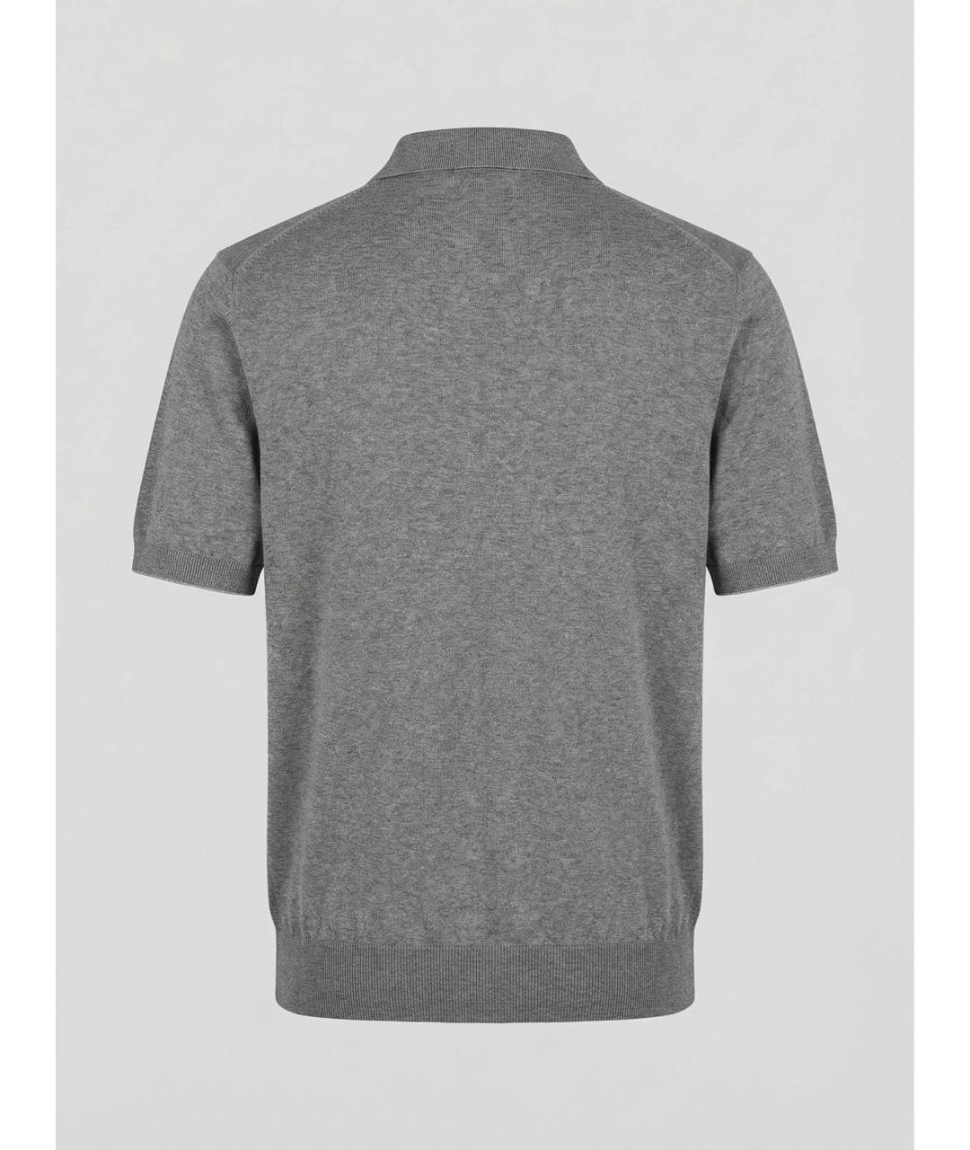 BRUNELLO CUCINELLI Серое хлопковое поло с коротким рукавом, фото 2