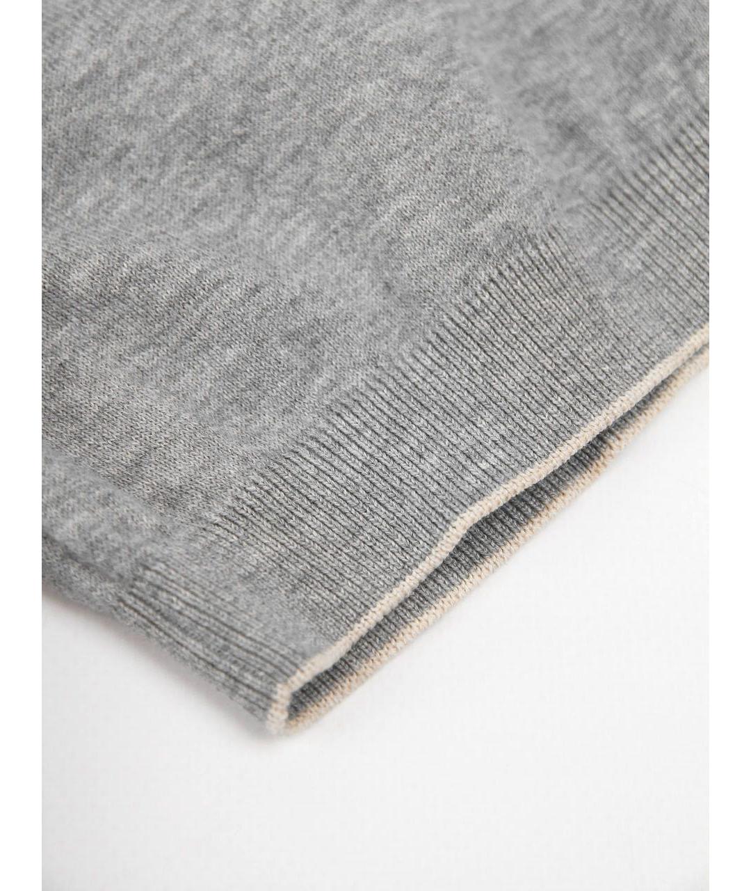 BRUNELLO CUCINELLI Серое хлопковое поло с коротким рукавом, фото 7