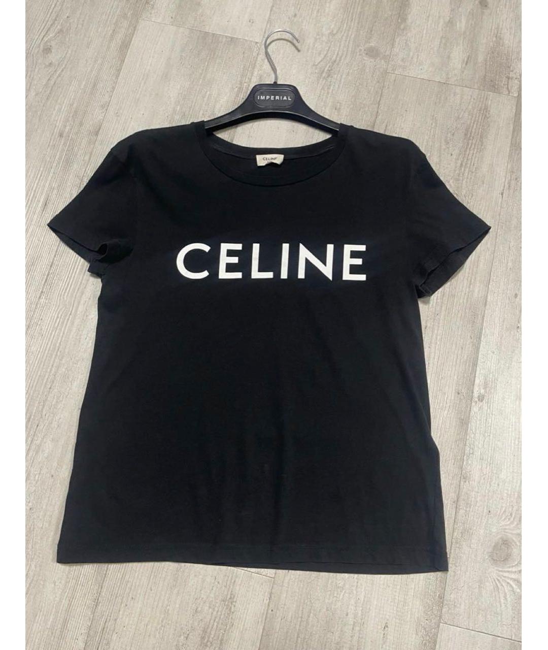 CELINE Черная футболка, фото 2