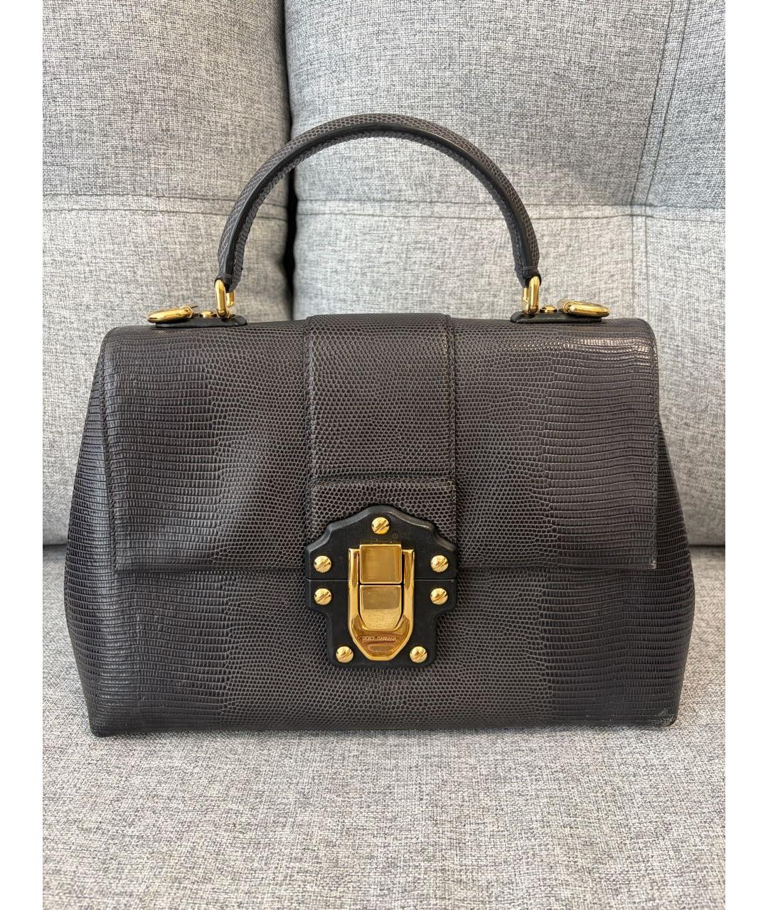 DOLCE&GABBANA Черная кожаная сумка с короткими ручками, фото 7