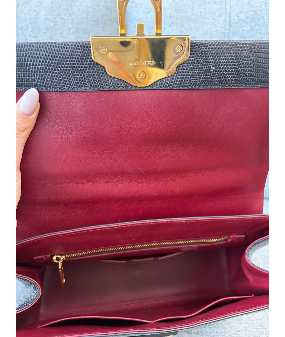 DOLCE&GABBANA Черная кожаная сумка с короткими ручками, фото 4