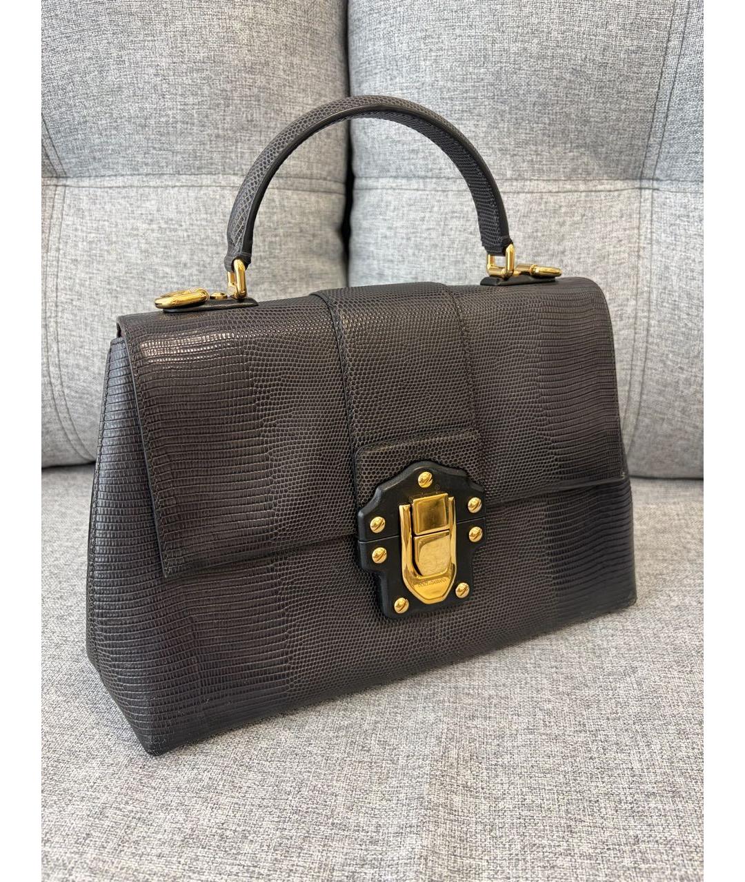 DOLCE&GABBANA Черная кожаная сумка с короткими ручками, фото 2