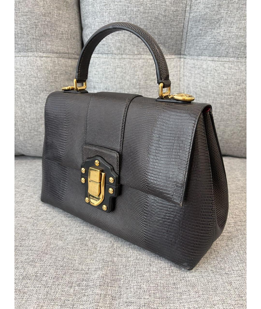 DOLCE&GABBANA Черная кожаная сумка с короткими ручками, фото 6