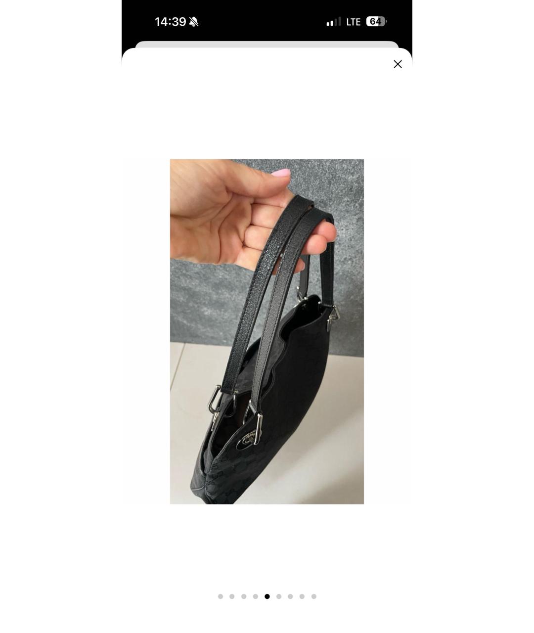 GUCCI Черная сумка тоут из искусственной кожи, фото 5