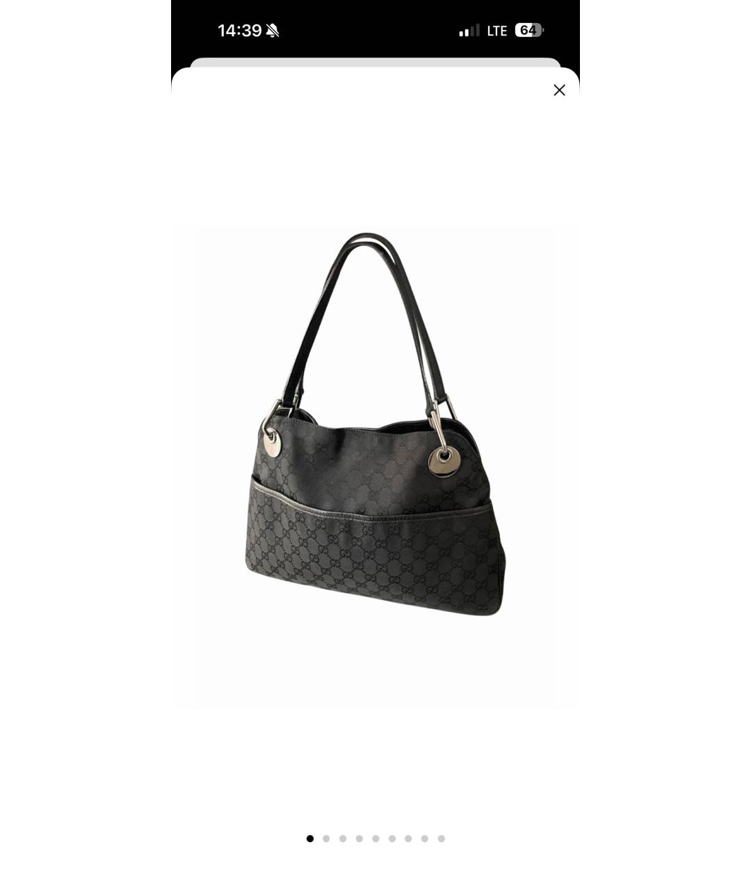 GUCCI Черная сумка тоут из искусственной кожи, фото 9