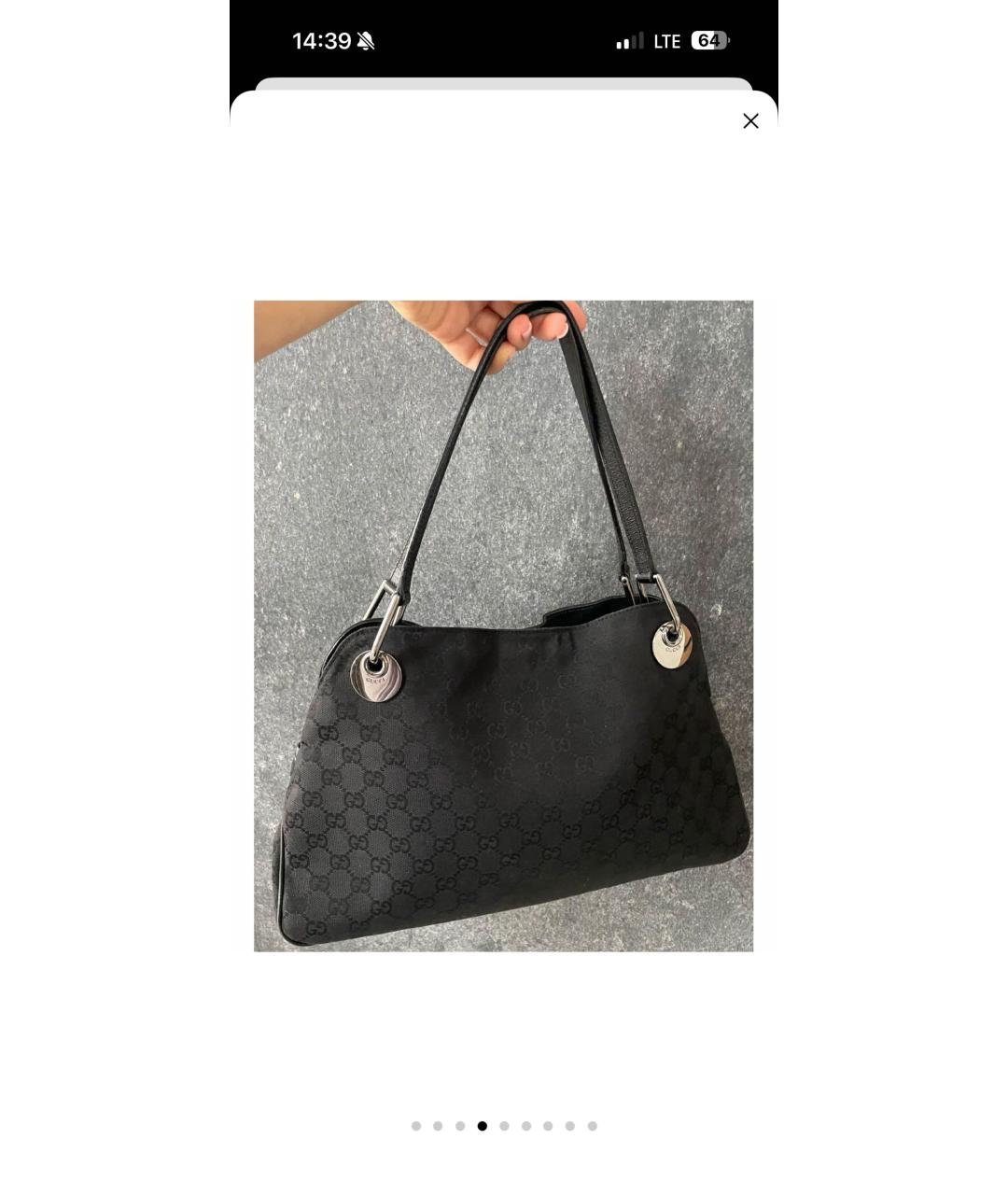 GUCCI Черная сумка тоут из искусственной кожи, фото 4