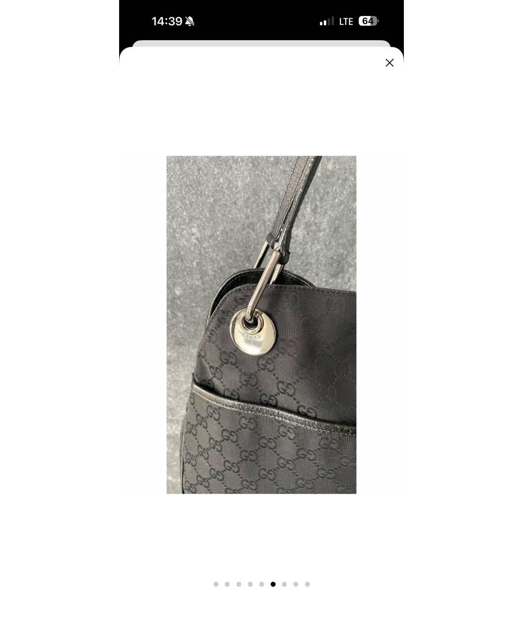 GUCCI Черная сумка тоут из искусственной кожи, фото 6