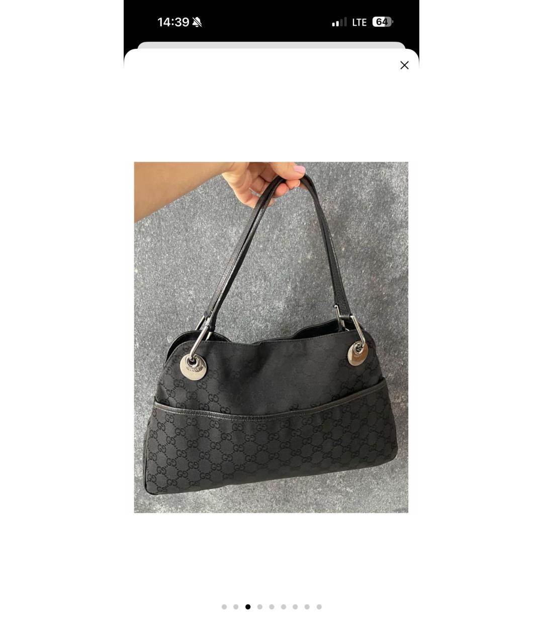 GUCCI Черная сумка тоут из искусственной кожи, фото 3