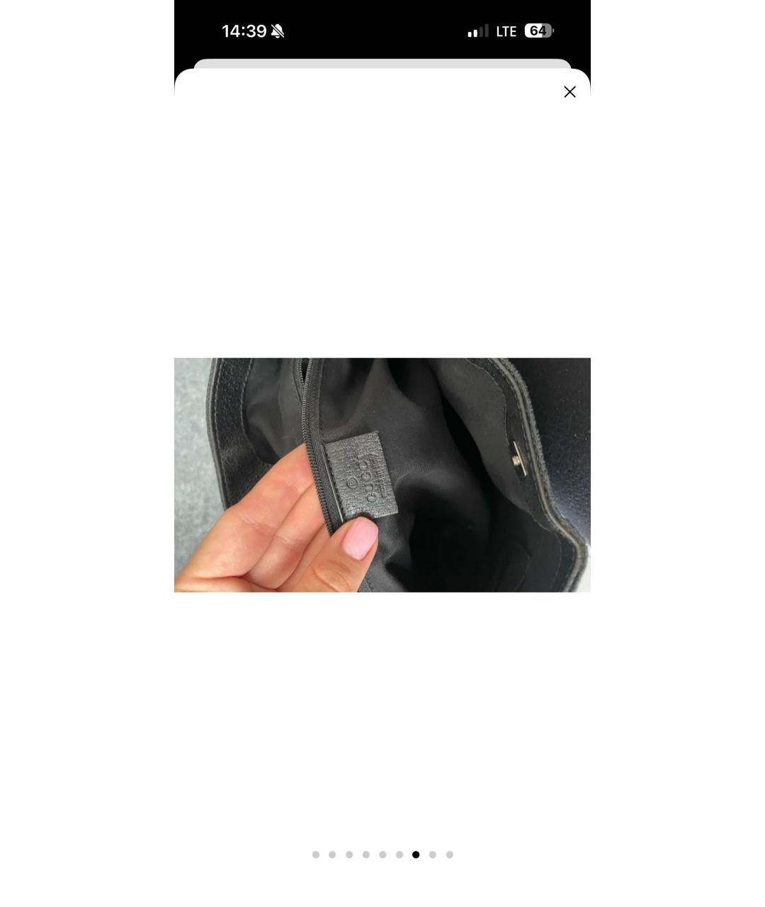 GUCCI Черная сумка тоут из искусственной кожи, фото 7