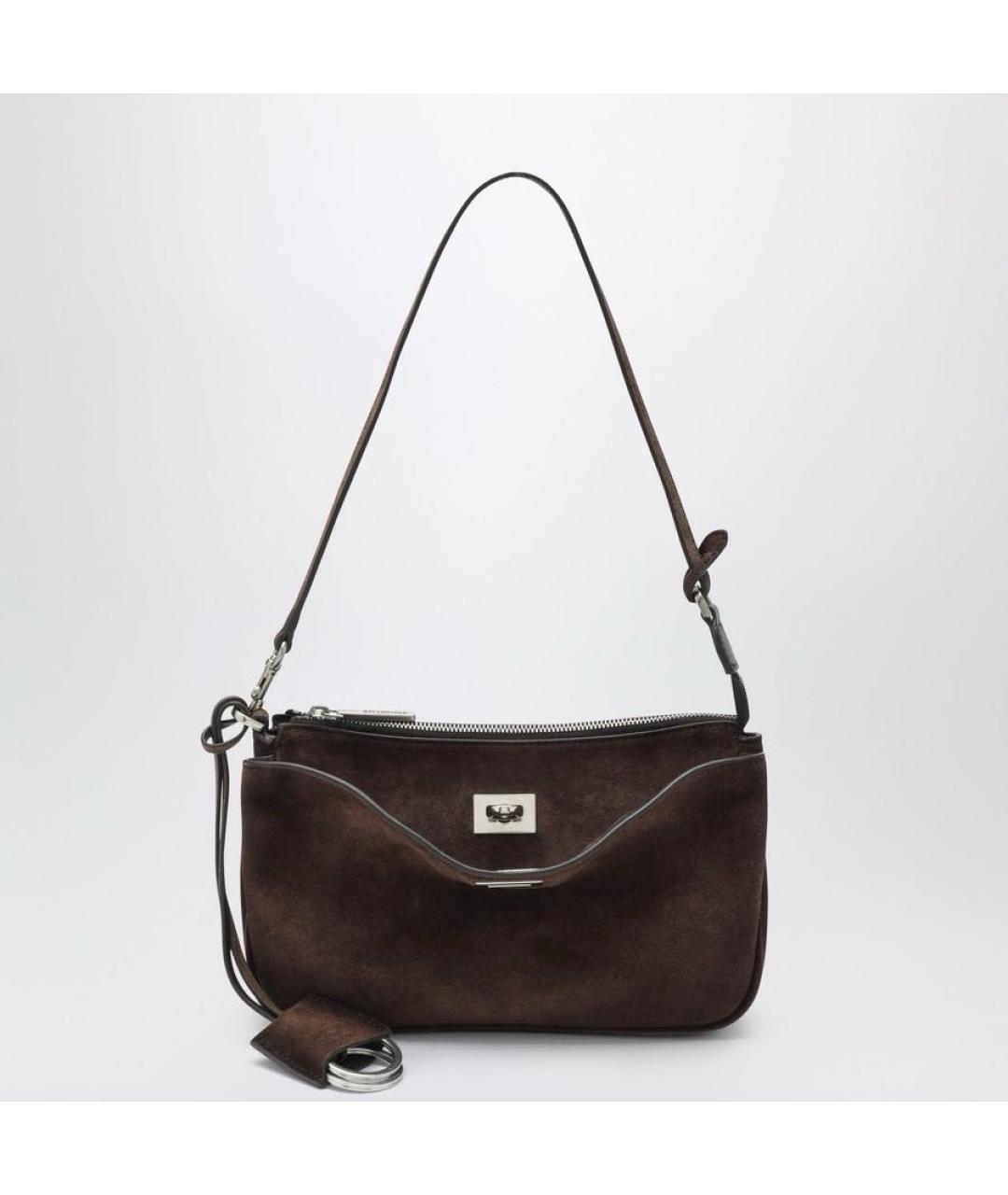 BALENCIAGA Коричневая замшевая сумка с короткими ручками, фото 7