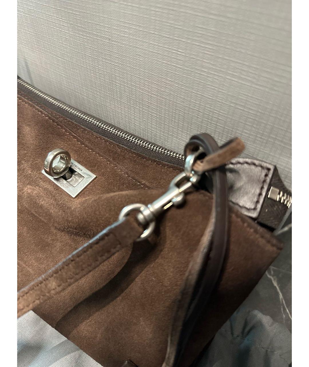 BALENCIAGA Коричневая замшевая сумка с короткими ручками, фото 4