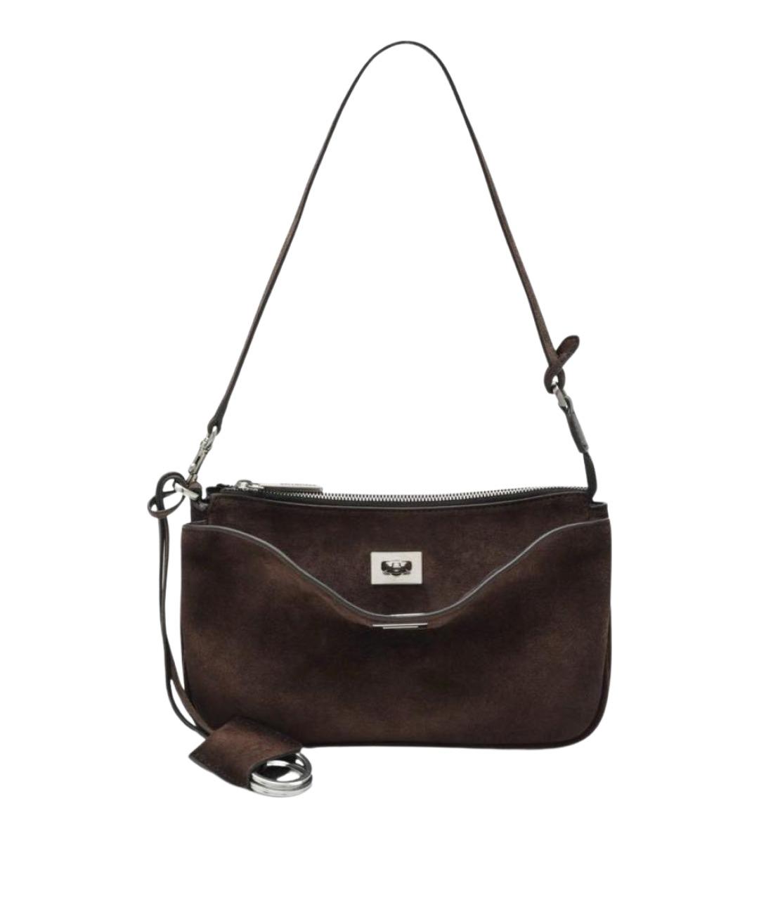 BALENCIAGA Коричневая замшевая сумка с короткими ручками, фото 1