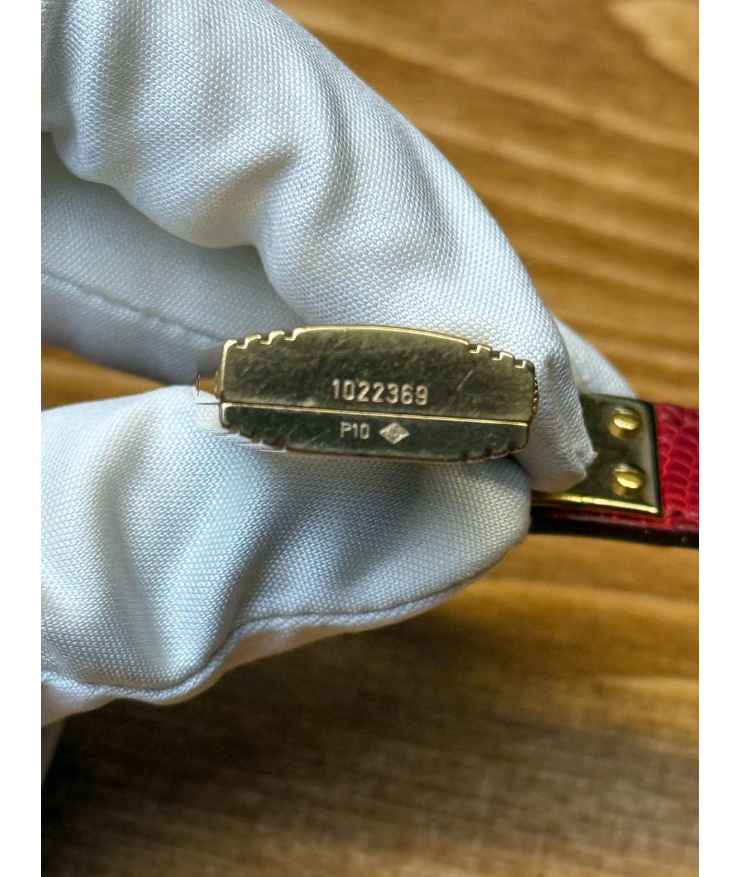 HERMES Красные позолоченные часы, фото 5