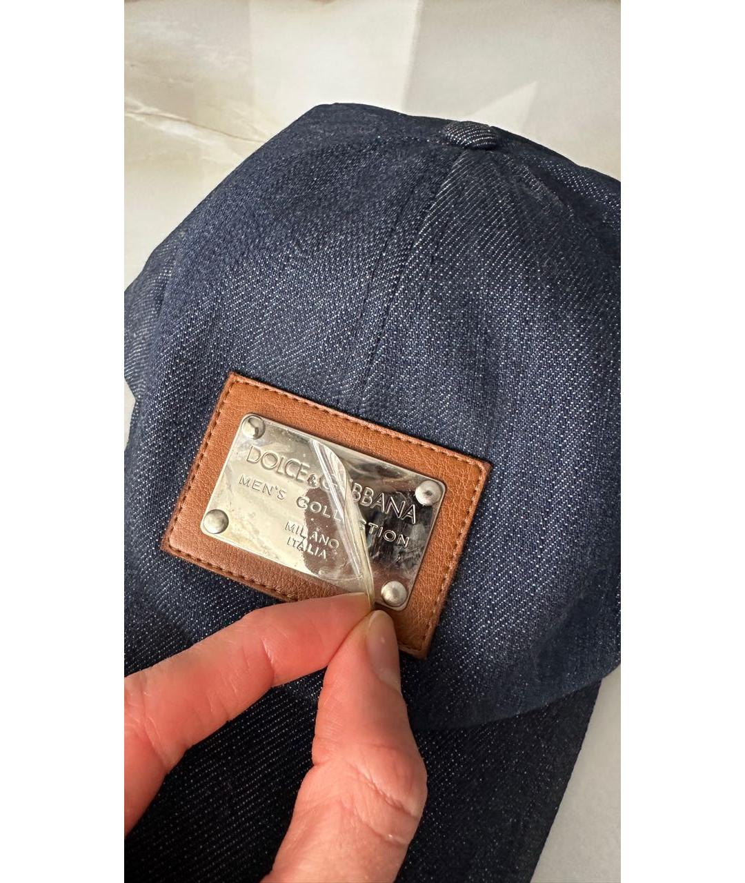 DOLCE&GABBANA Темно-синяя хлопковая кепка/бейсболка, фото 4