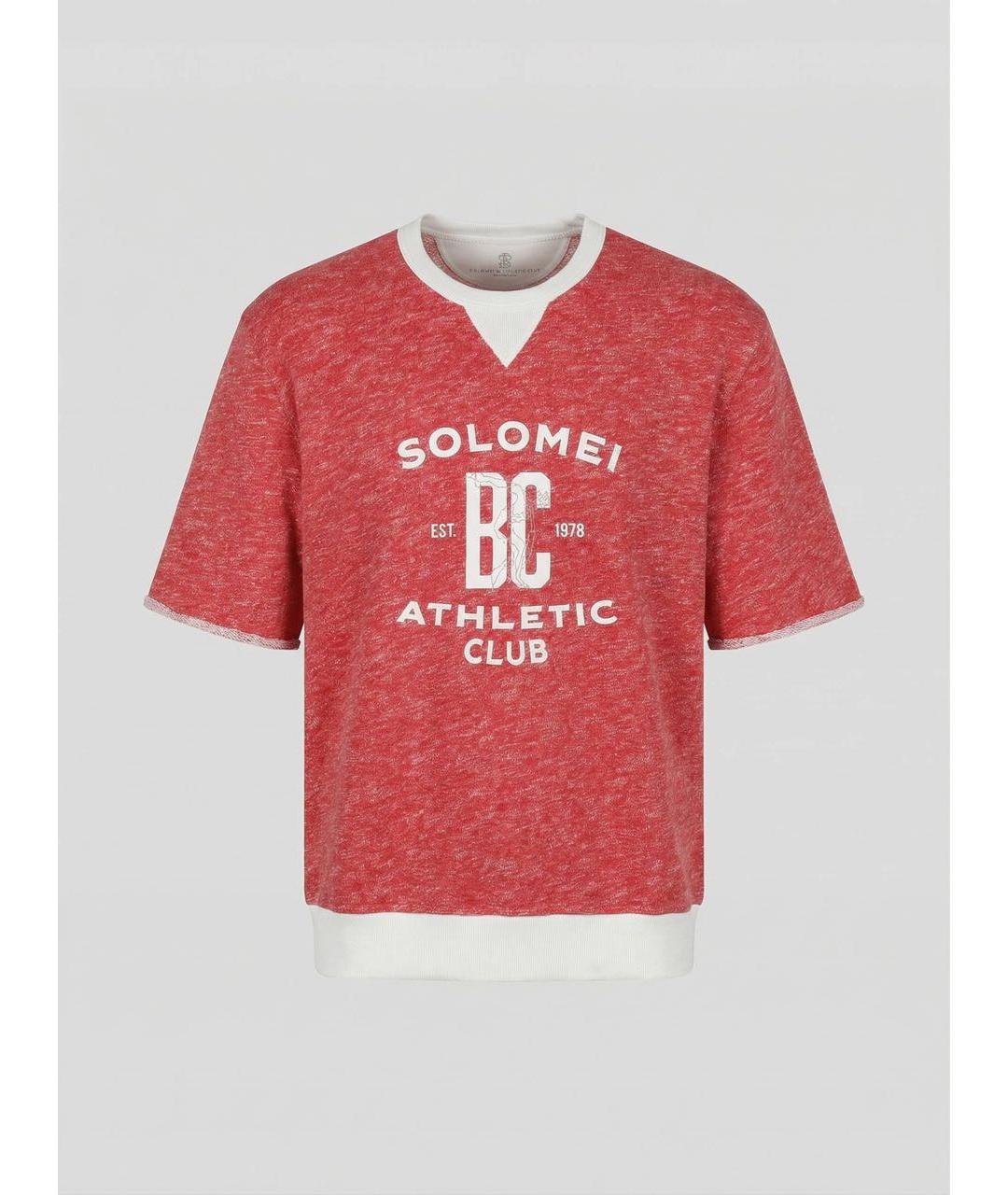 BRUNELLO CUCINELLI Красная хлопковая футболка, фото 9