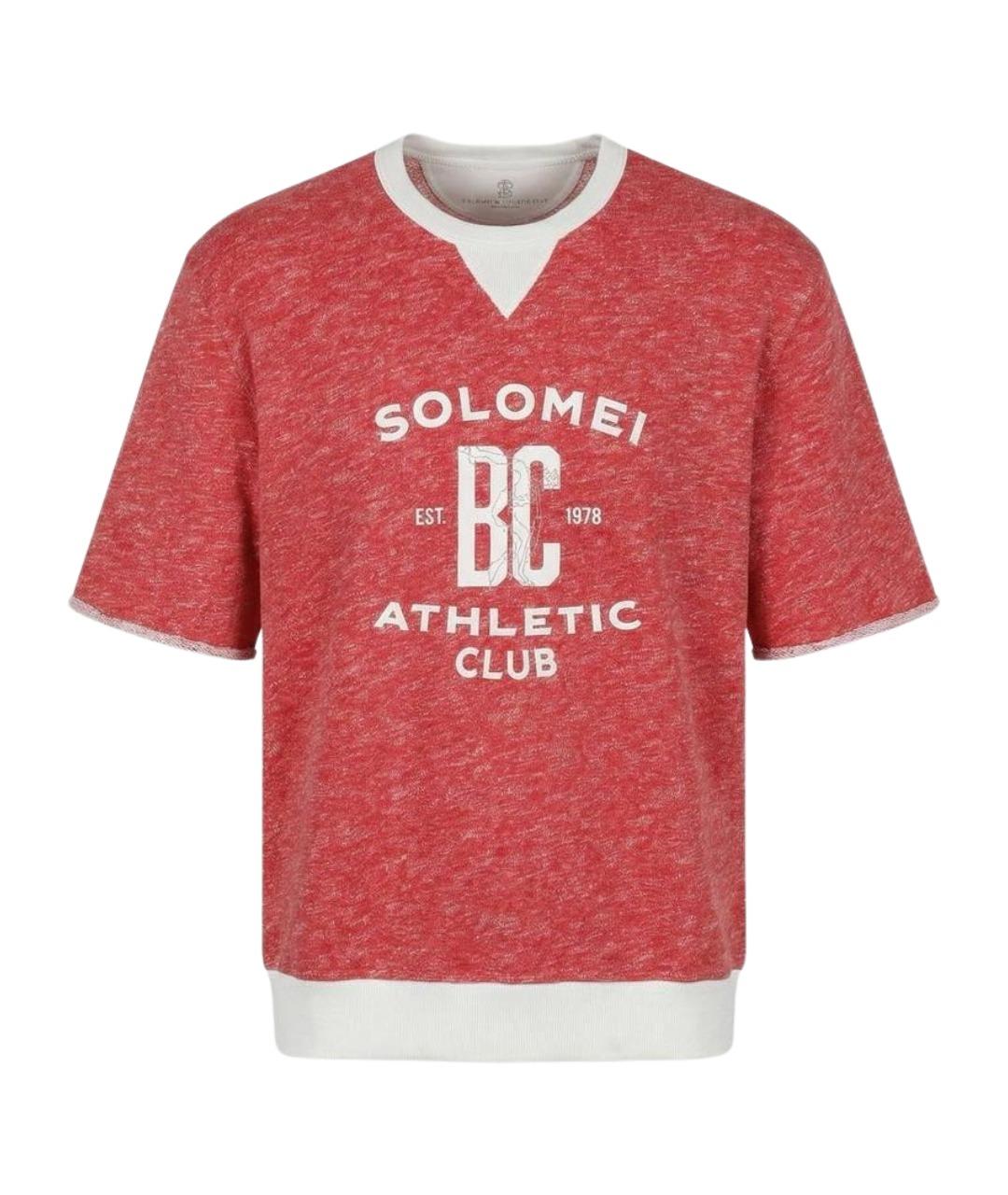 BRUNELLO CUCINELLI Красная хлопковая футболка, фото 1