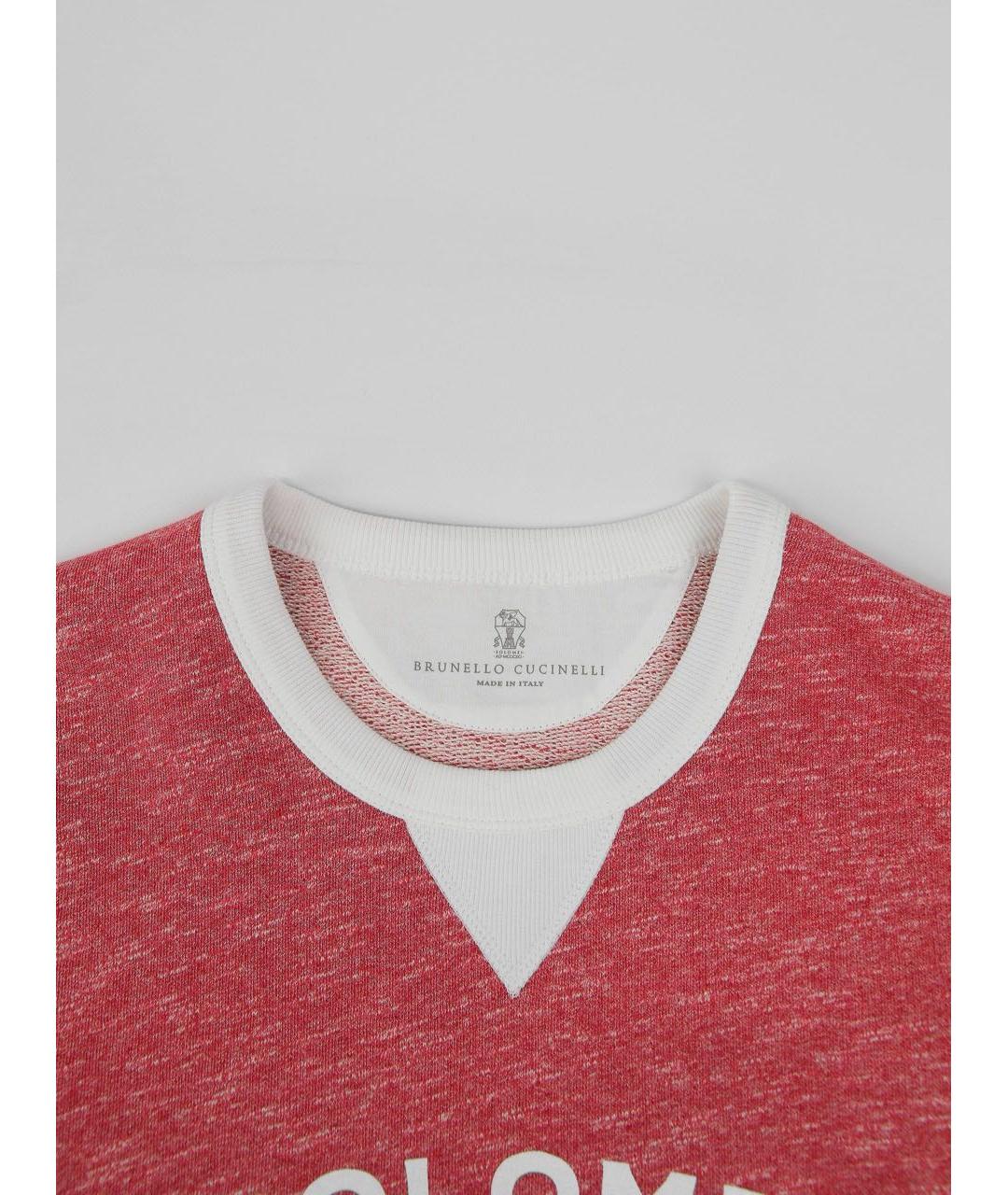 BRUNELLO CUCINELLI Красная хлопковая футболка, фото 5