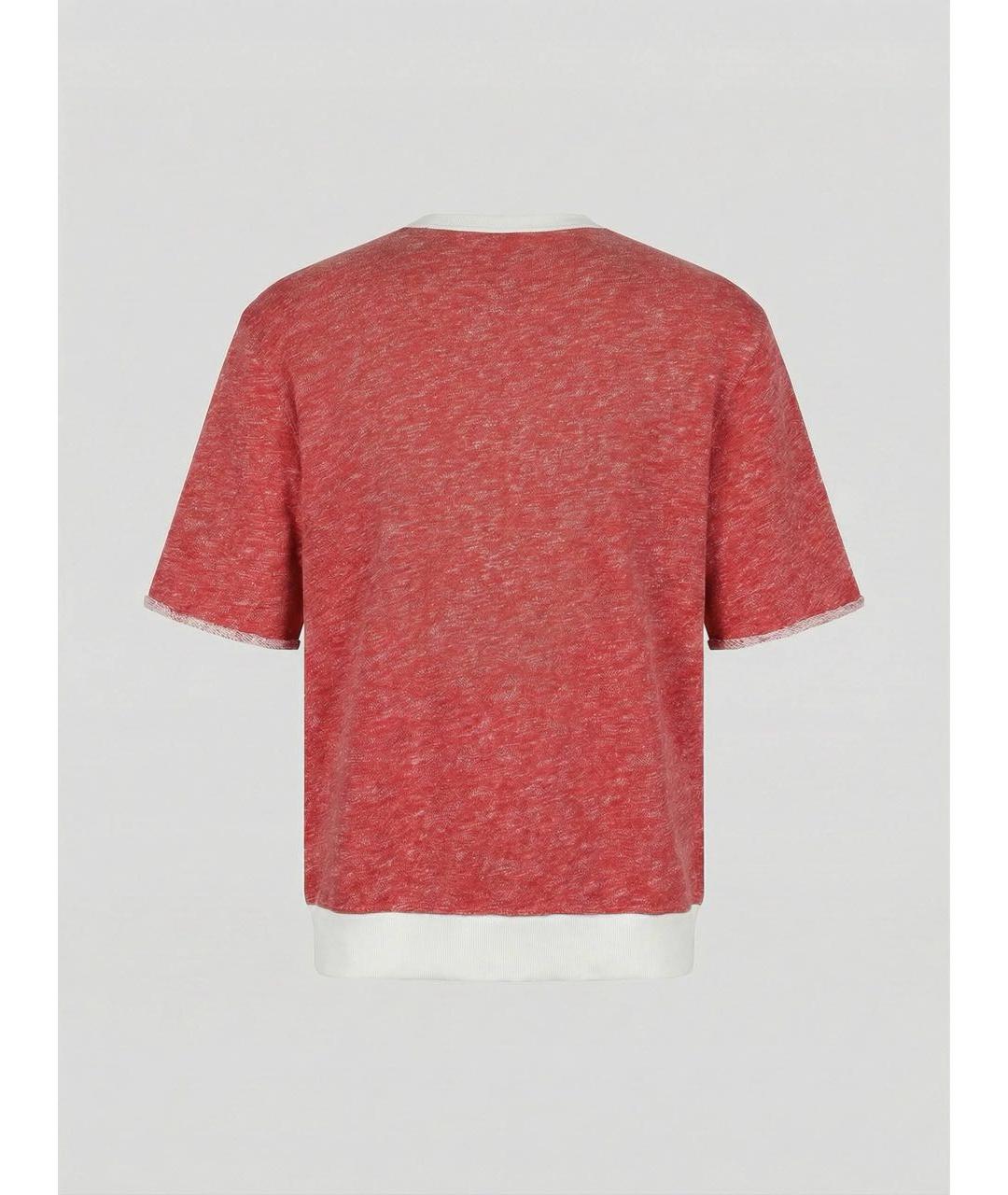 BRUNELLO CUCINELLI Красная хлопковая футболка, фото 2