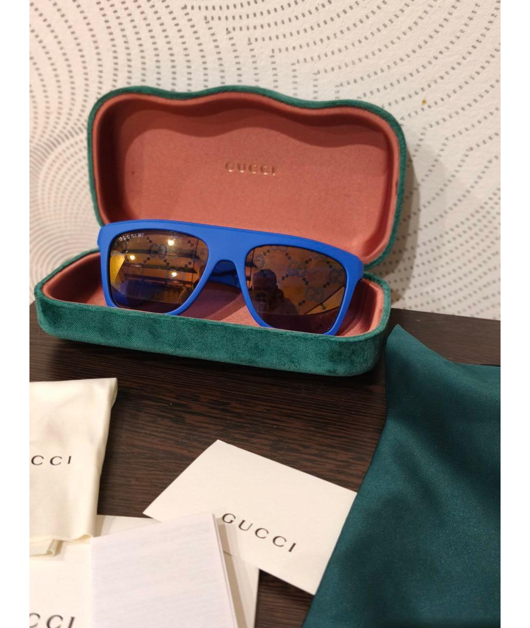 GUCCI Синие пластиковые солнцезащитные очки, фото 8