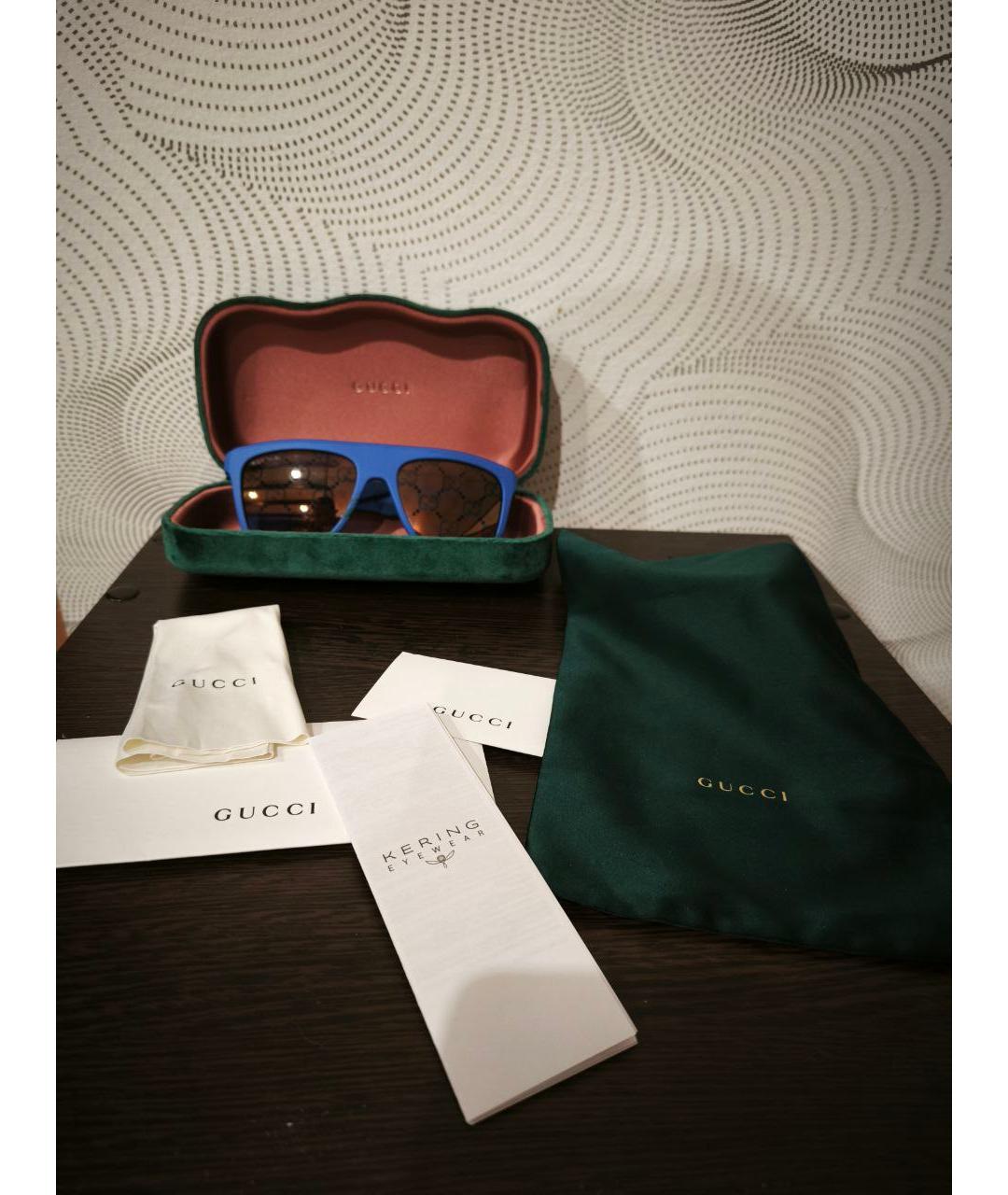 GUCCI Синие пластиковые солнцезащитные очки, фото 9