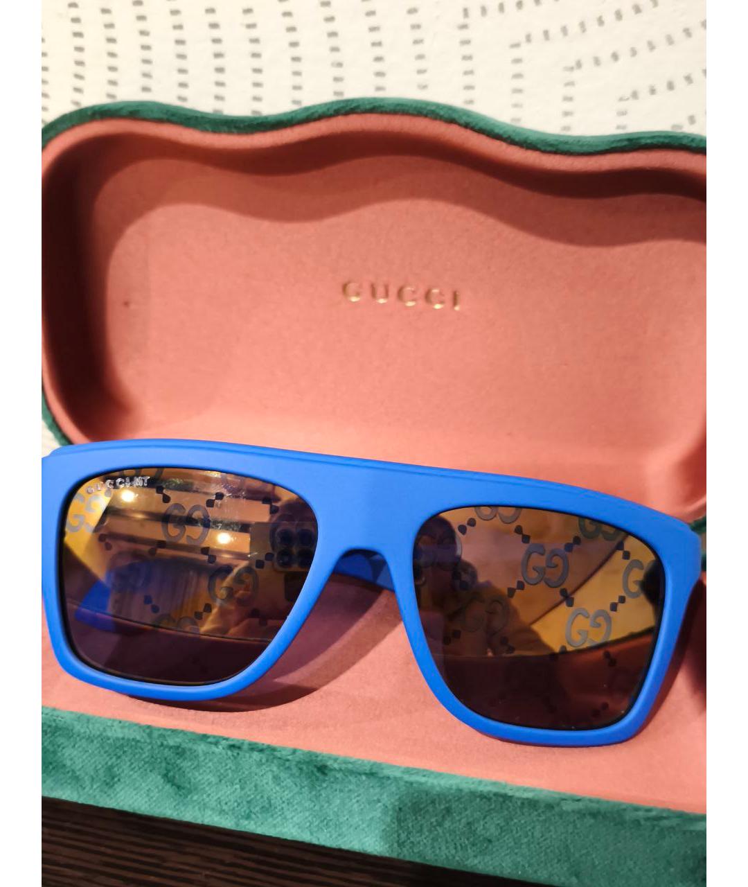 GUCCI Синие пластиковые солнцезащитные очки, фото 10