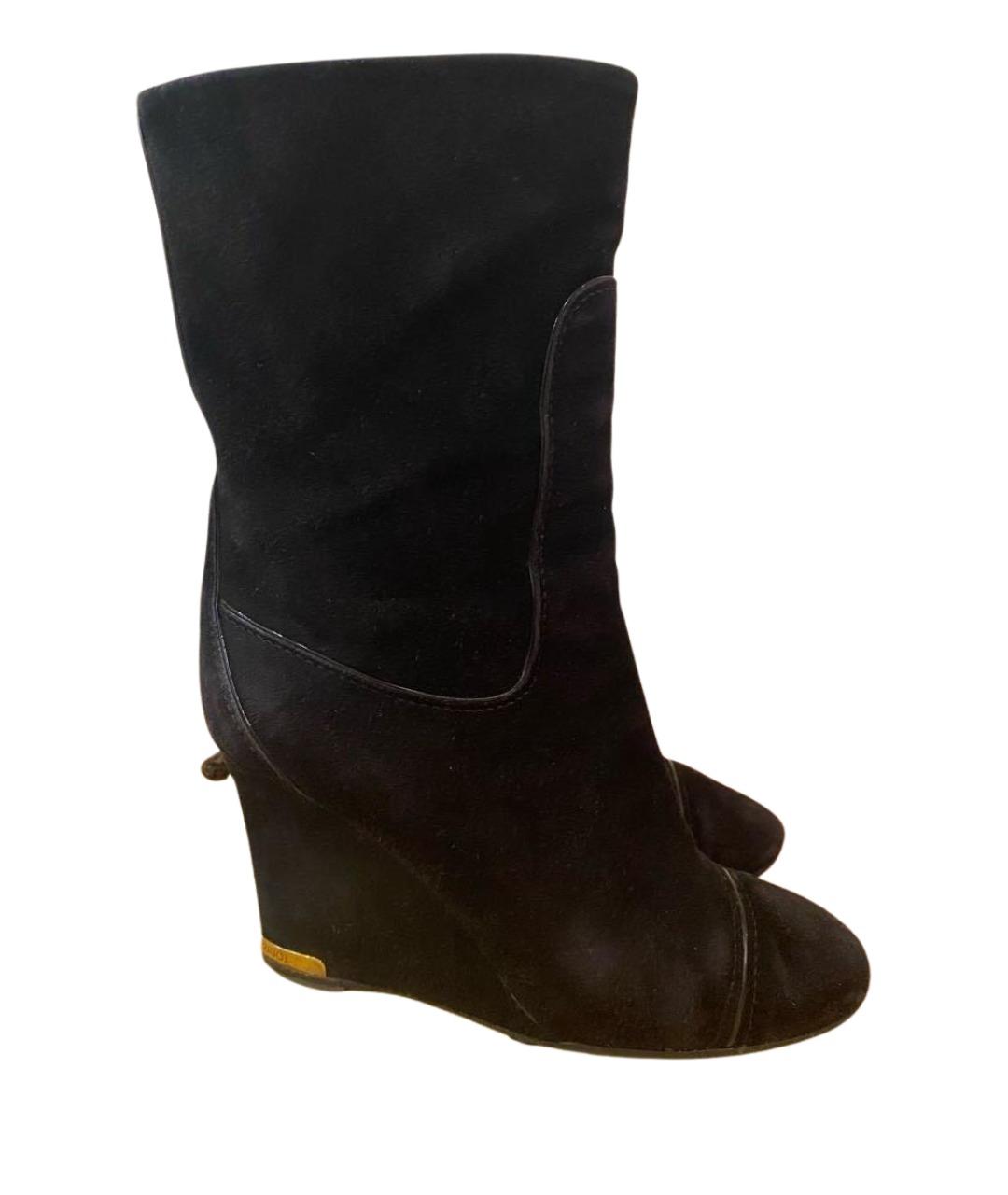 LOUIS VUITTON Черные замшевые полусапоги, фото 1