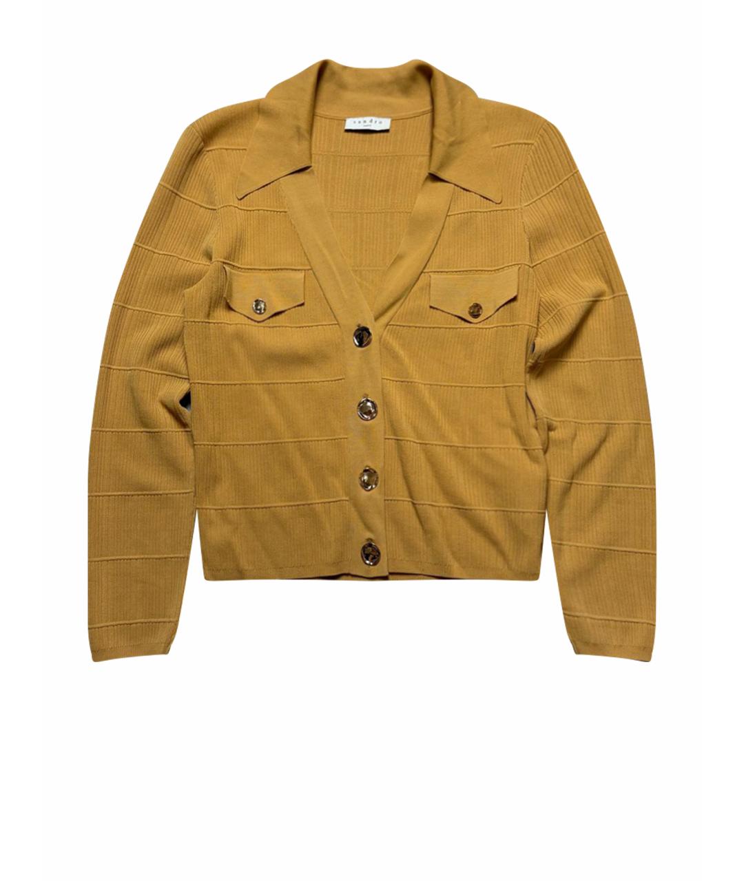 SANDRO Горчичный вискозный кардиган, фото 1