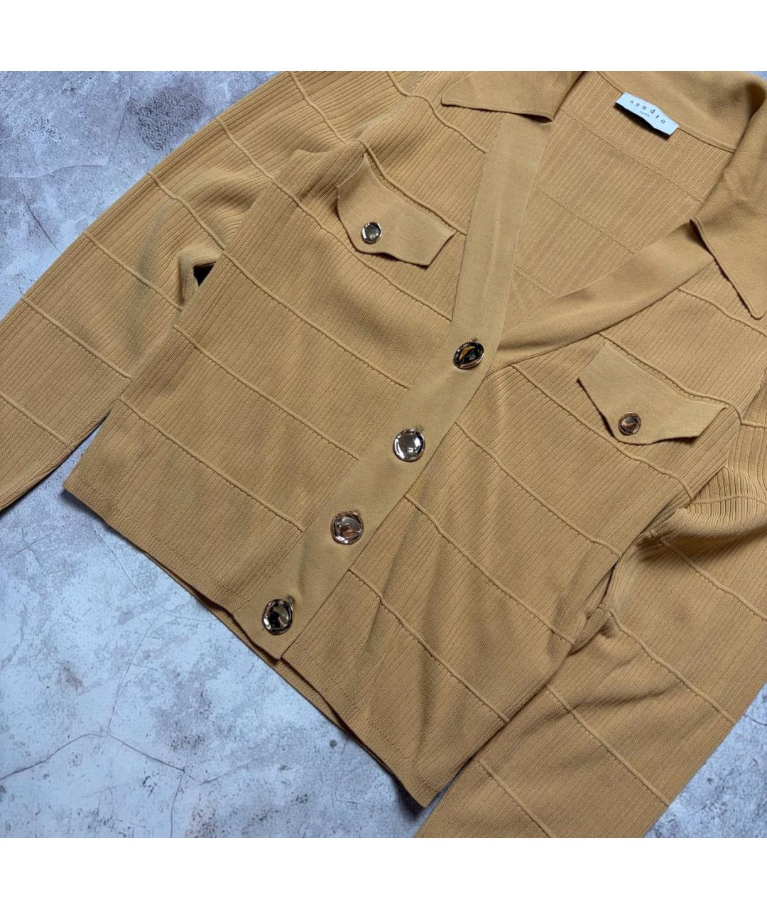 SANDRO Горчичный вискозный кардиган, фото 4