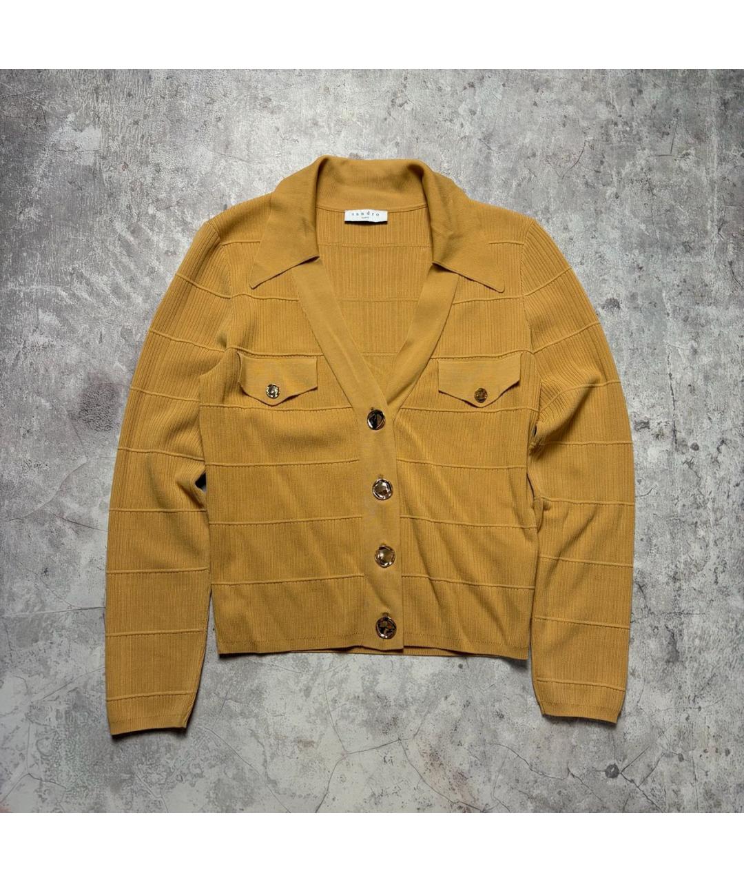 SANDRO Горчичный вискозный кардиган, фото 7