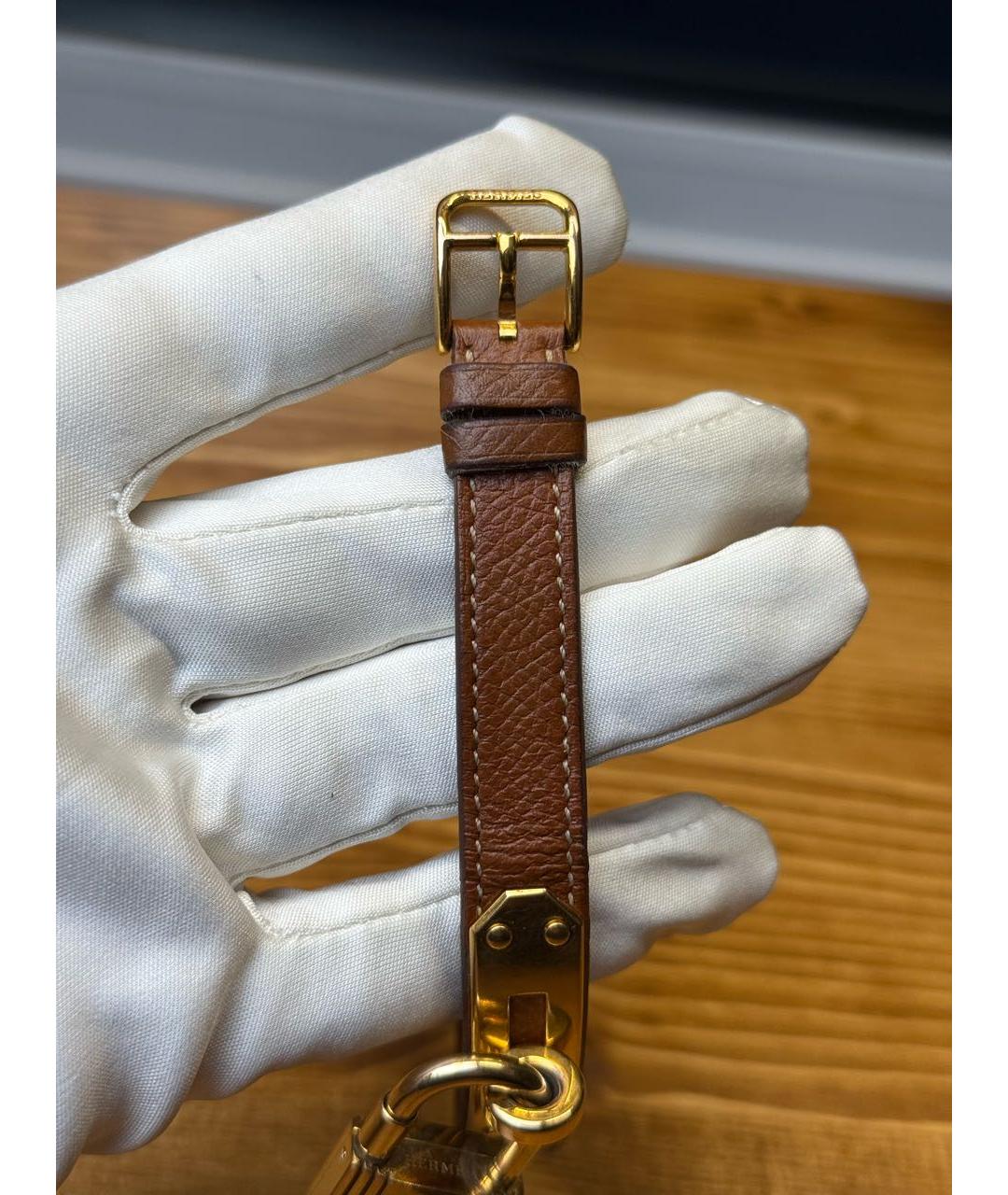 HERMES Коричневые позолоченные часы, фото 6