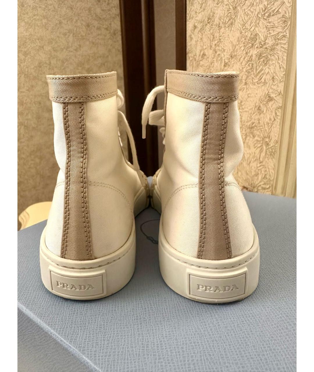 PRADA Бежевые текстильные кеды, фото 5