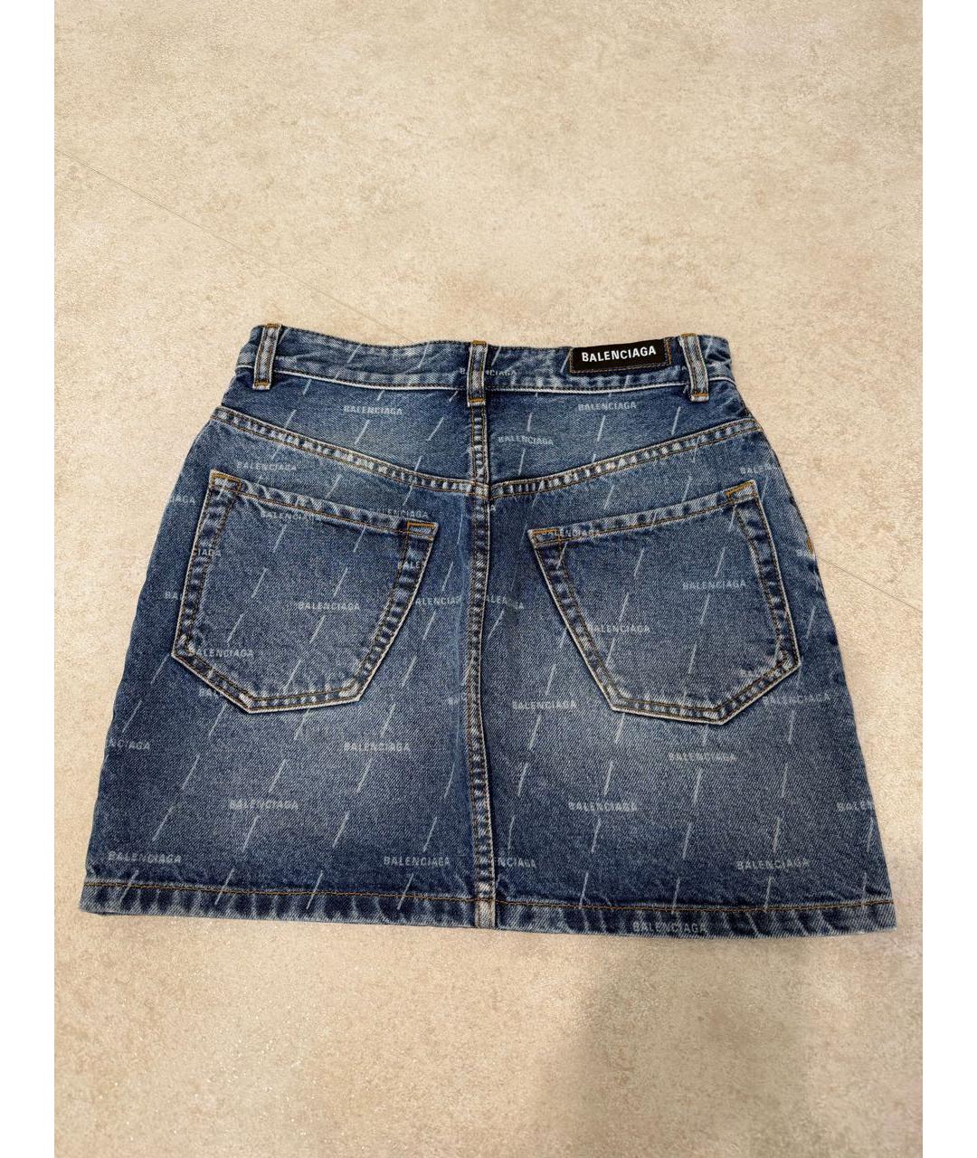 BALENCIAGA Синяя хлопковая юбка мини, фото 2