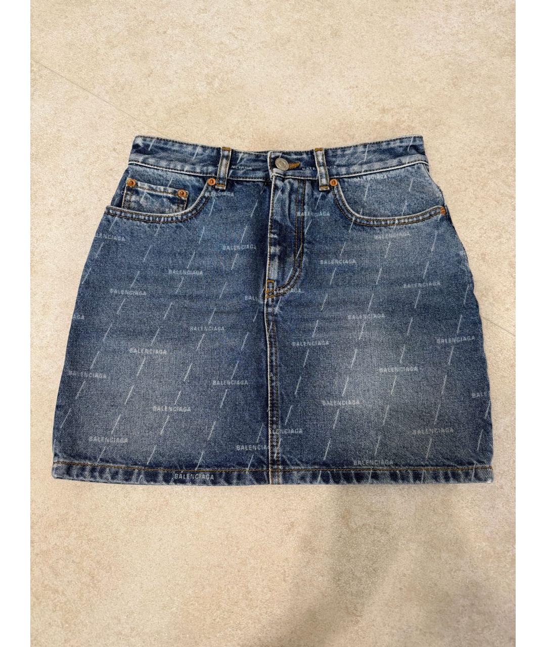 BALENCIAGA Синяя хлопковая юбка мини, фото 8