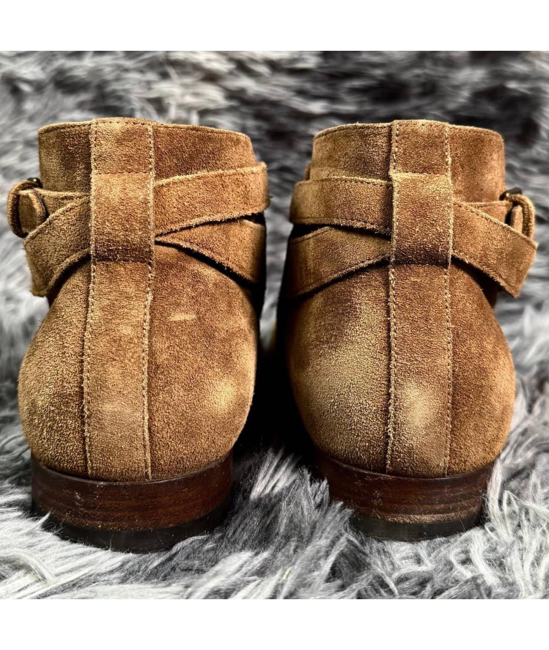 SAINT LAURENT Коричневые замшевые низкие ботинки, фото 4