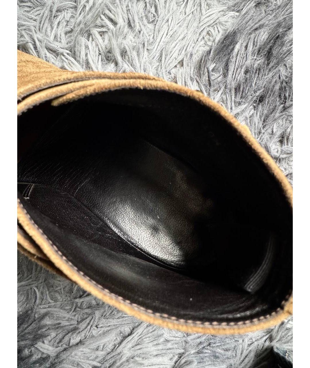 SAINT LAURENT Коричневые замшевые низкие ботинки, фото 7