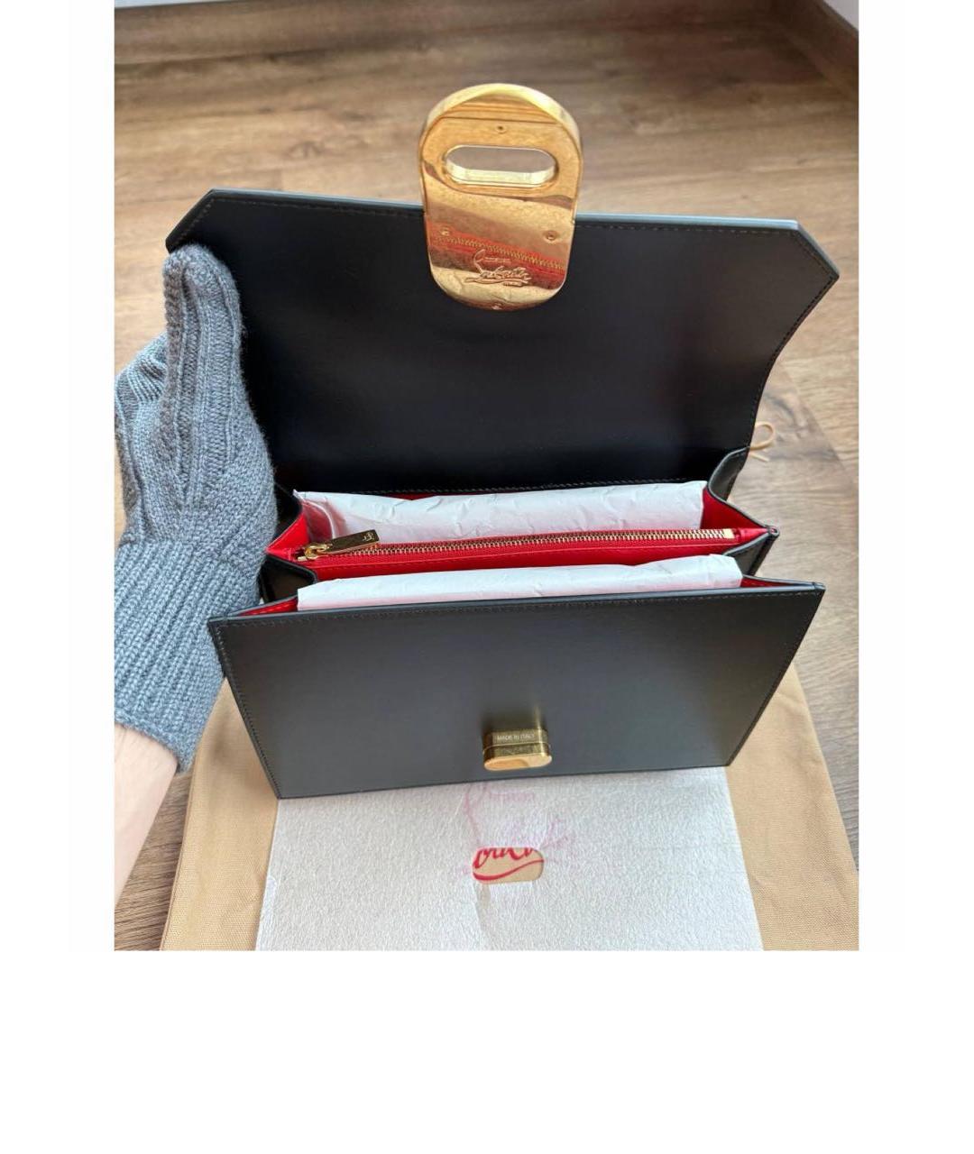 CHRISTIAN LOUBOUTIN Черная кожаная сумка с короткими ручками, фото 7