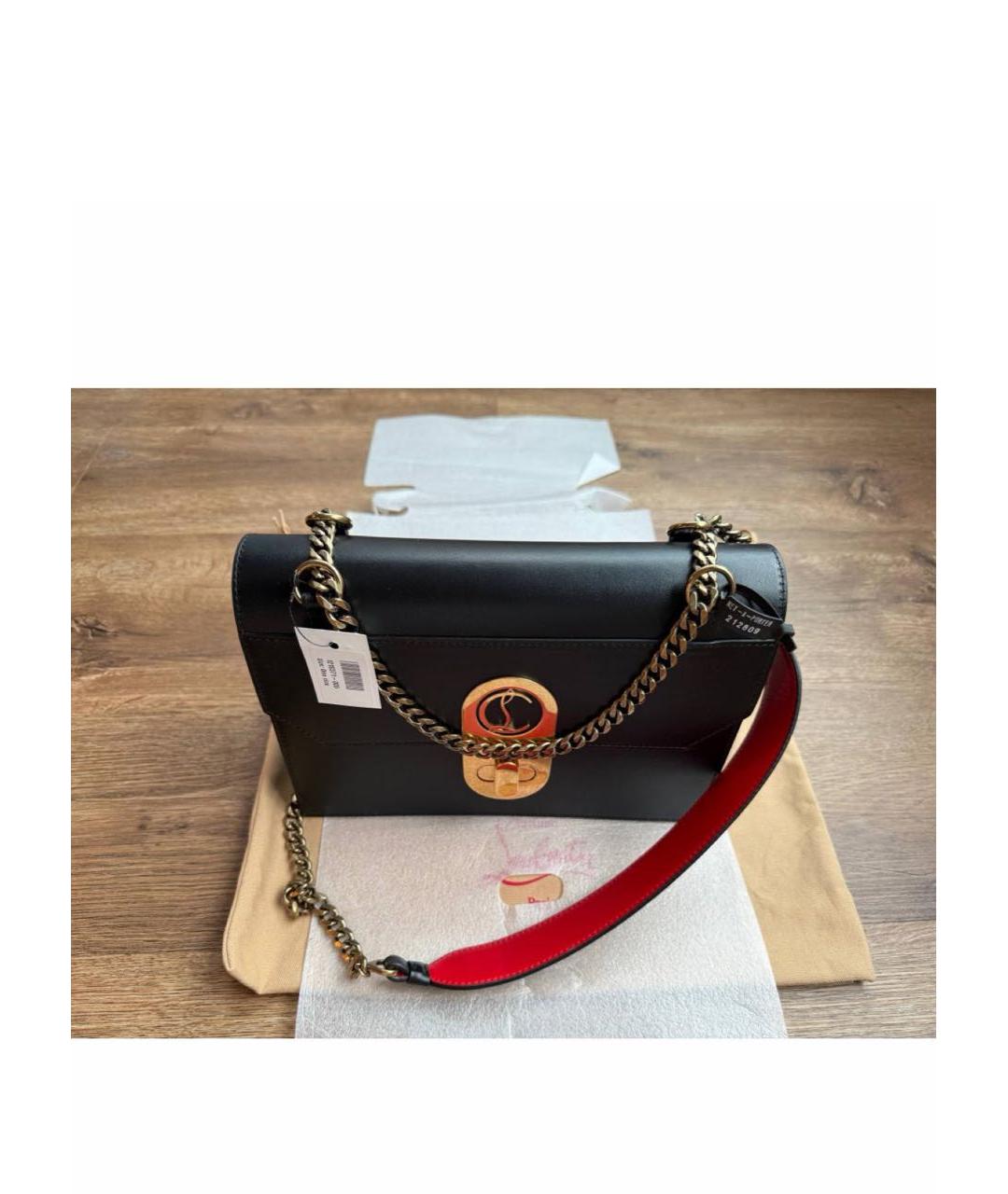 CHRISTIAN LOUBOUTIN Черная кожаная сумка с короткими ручками, фото 6