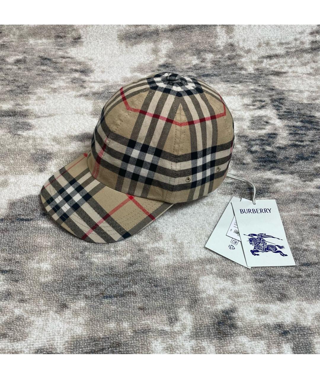 BURBERRY Бежевая хлопковая кепка, фото 4