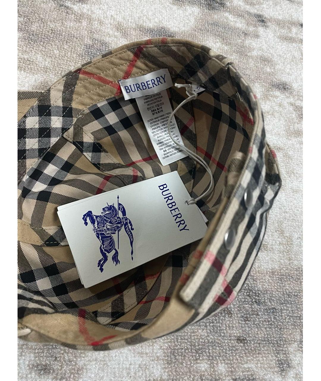 BURBERRY Бежевая хлопковая кепка, фото 3