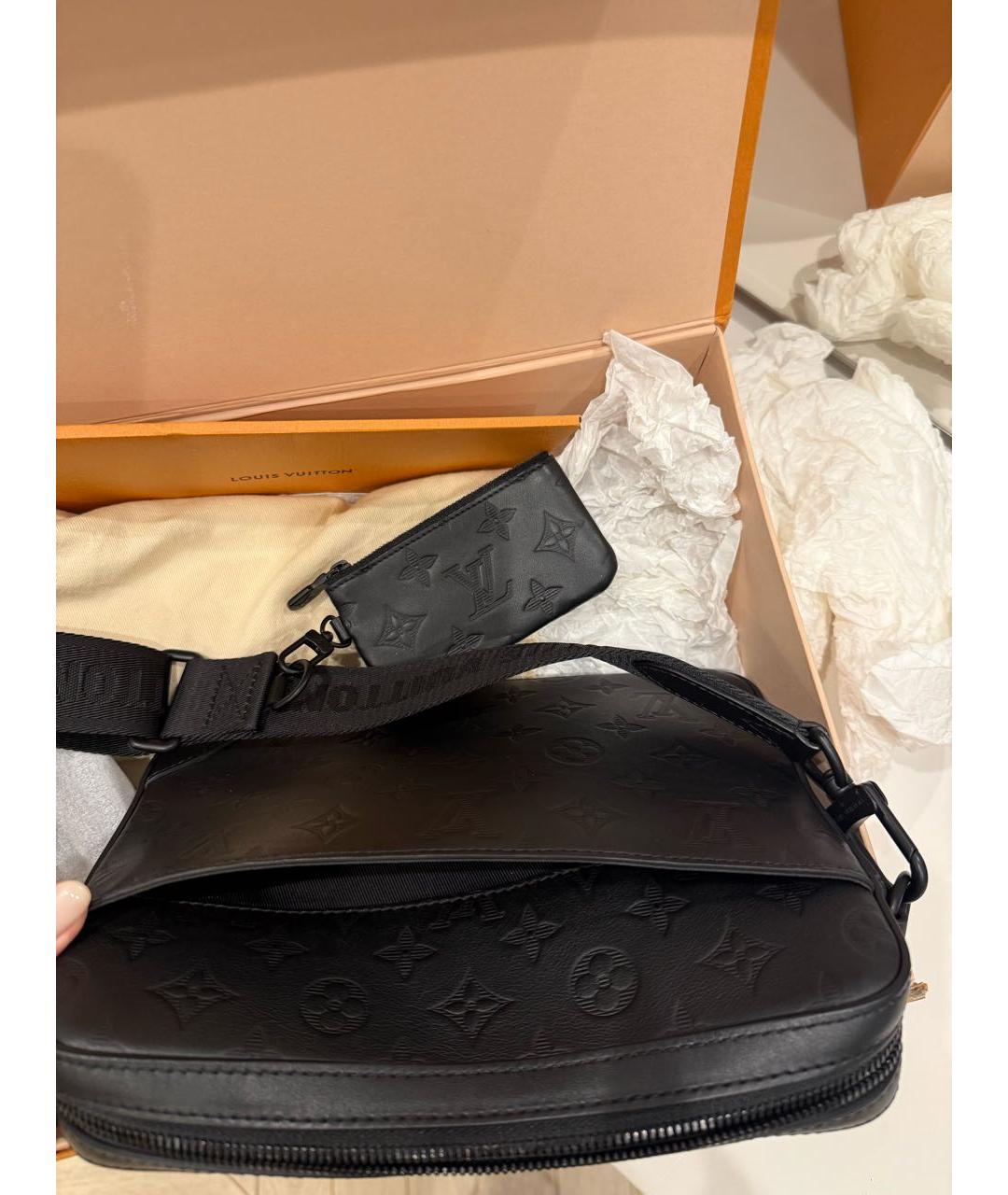 LOUIS VUITTON Черная кожаная сумка на плечо, фото 7