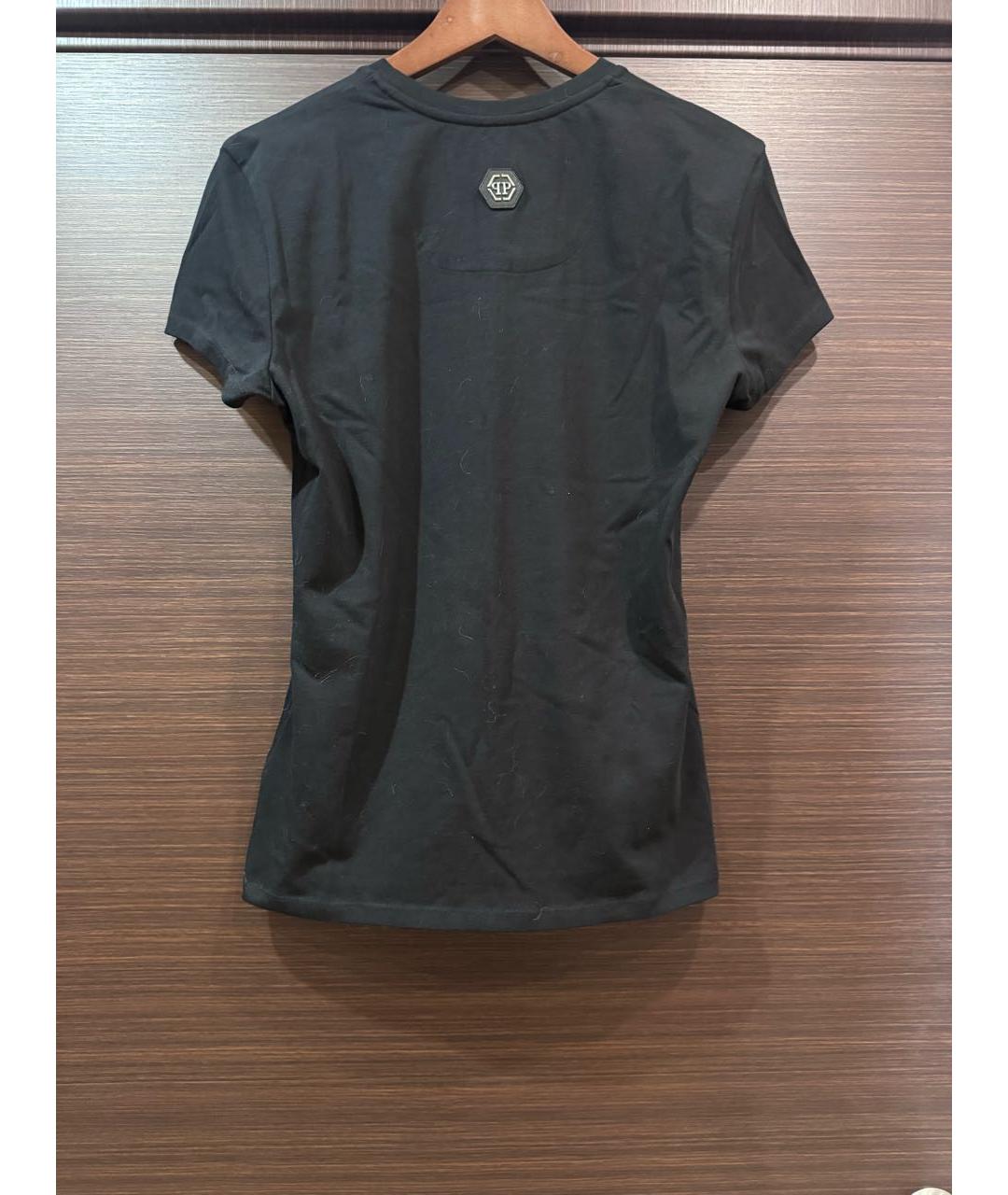 PHILIPP PLEIN Черная хлопко-эластановая футболка, фото 2