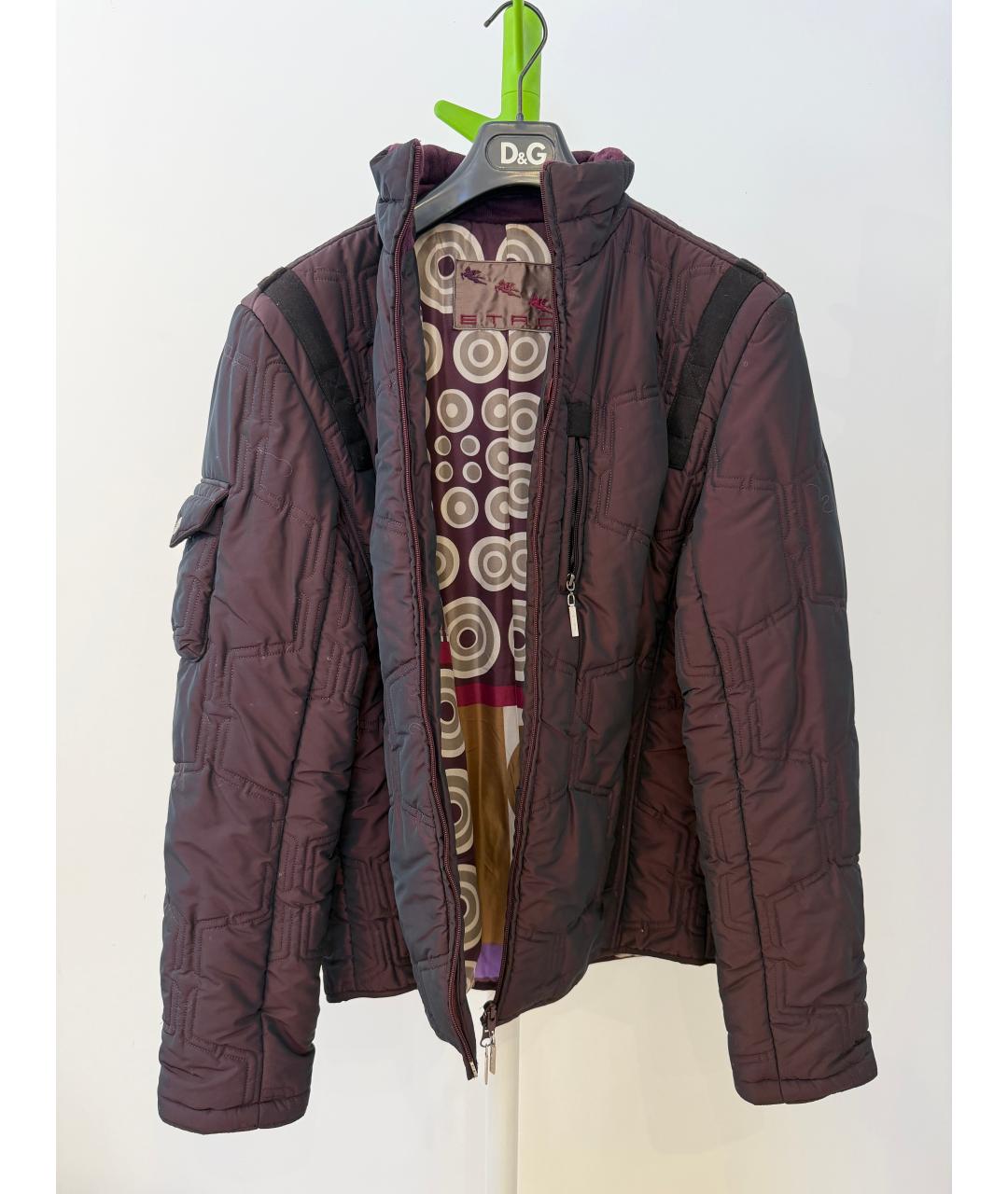 ETRO Бордовый полиэстеровый пуховик, фото 3