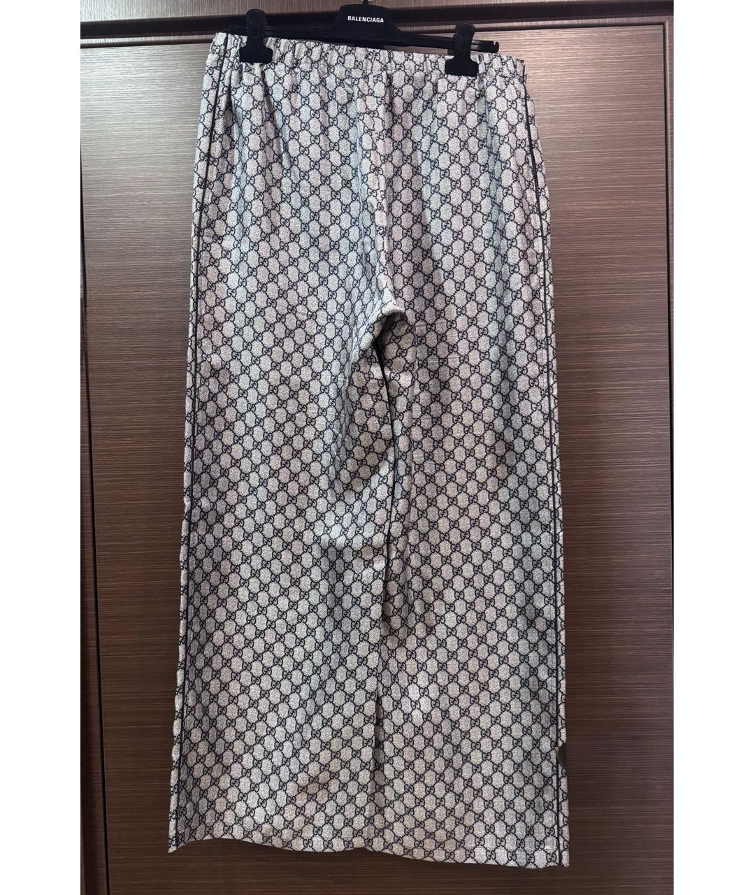 GUCCI Серебряные шелковые брюки широкие, фото 2