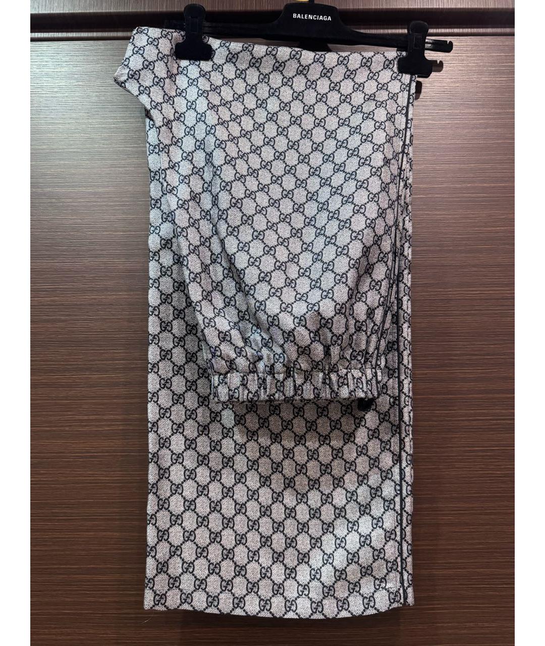 GUCCI Серебряные шелковые брюки широкие, фото 8