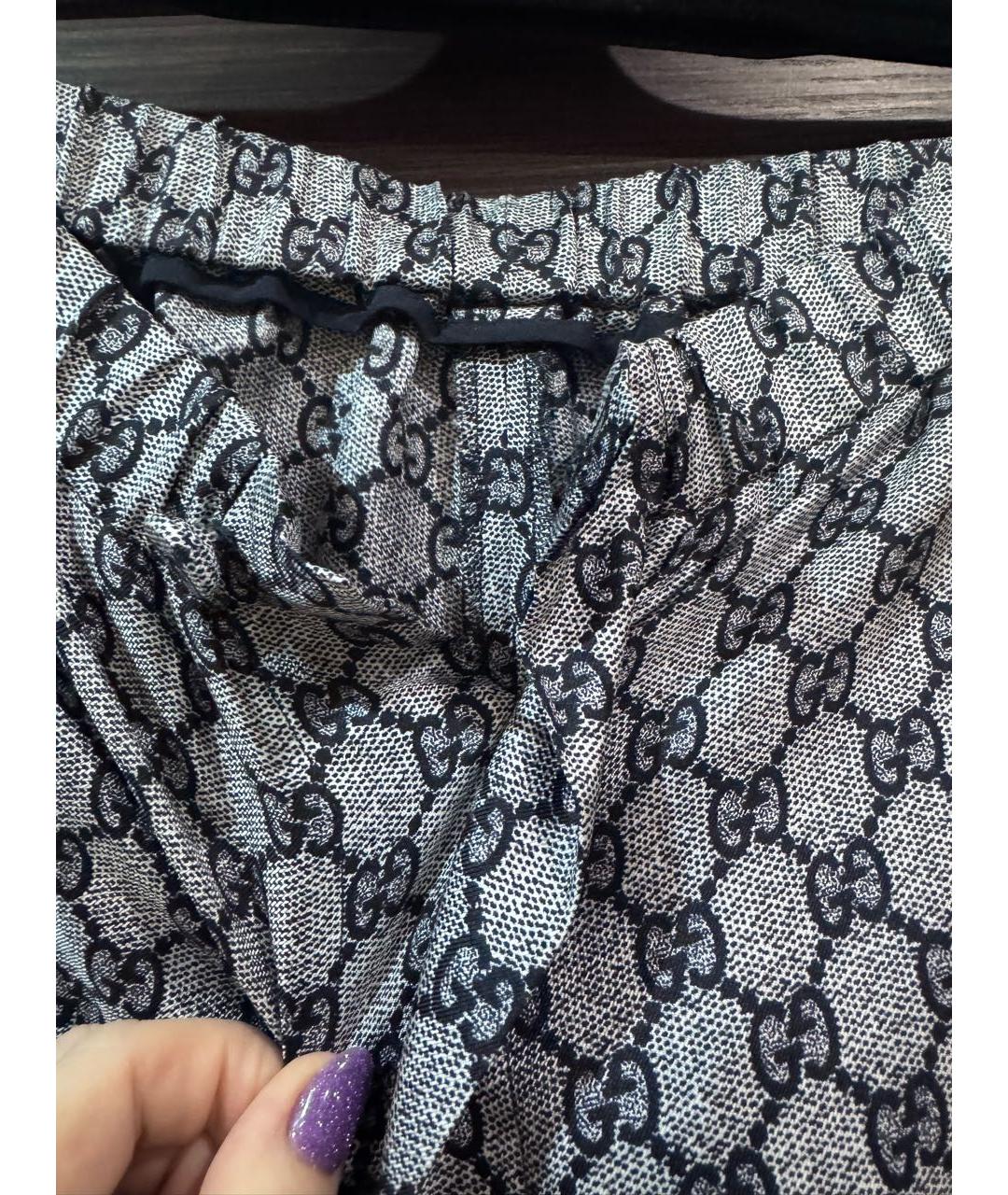 GUCCI Серебряные шелковые брюки широкие, фото 4