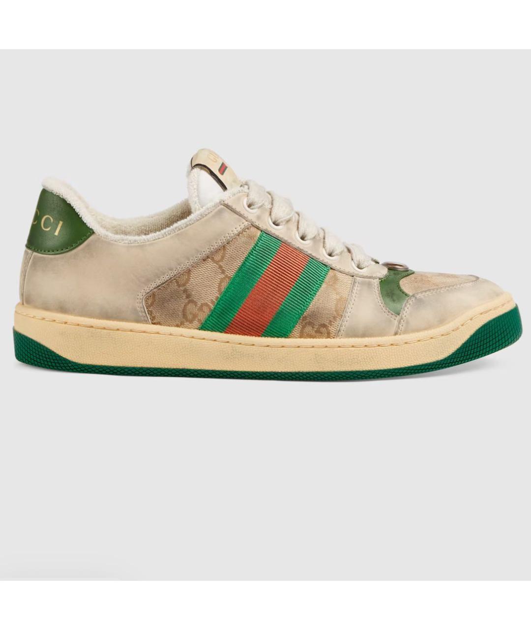 GUCCI Бежевые кожаные кроссовки, фото 4