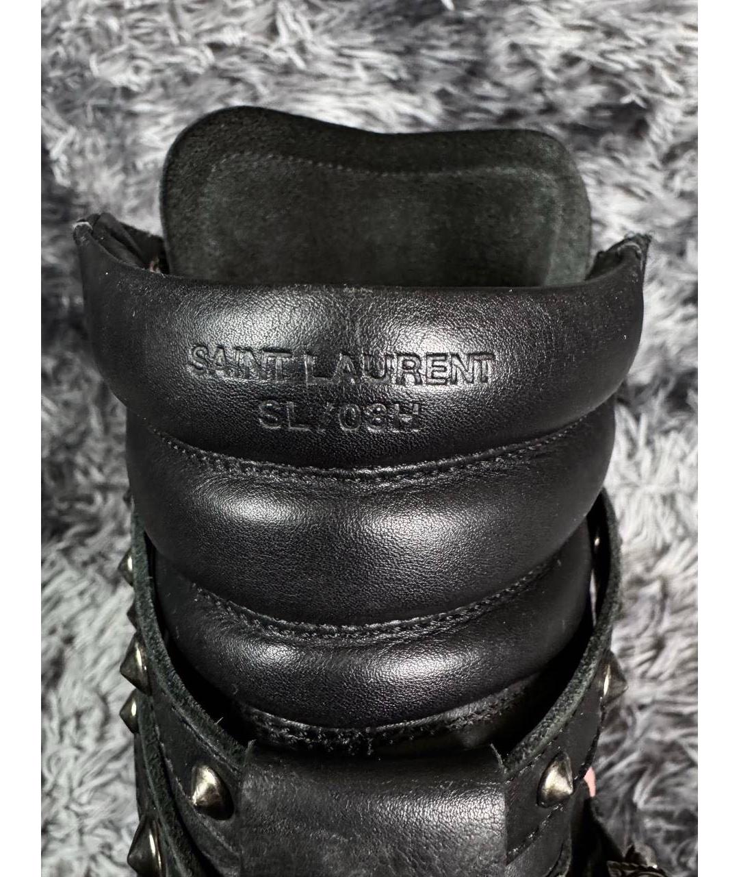 SAINT LAURENT Черные высокие кроссовки / кеды из искусственной кожи, фото 8