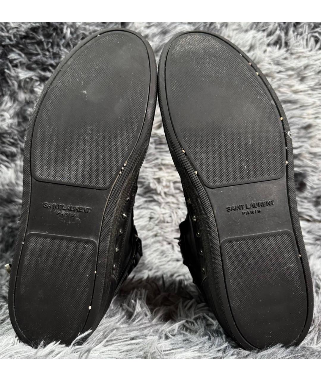 SAINT LAURENT Черные высокие кроссовки / кеды из искусственной кожи, фото 6