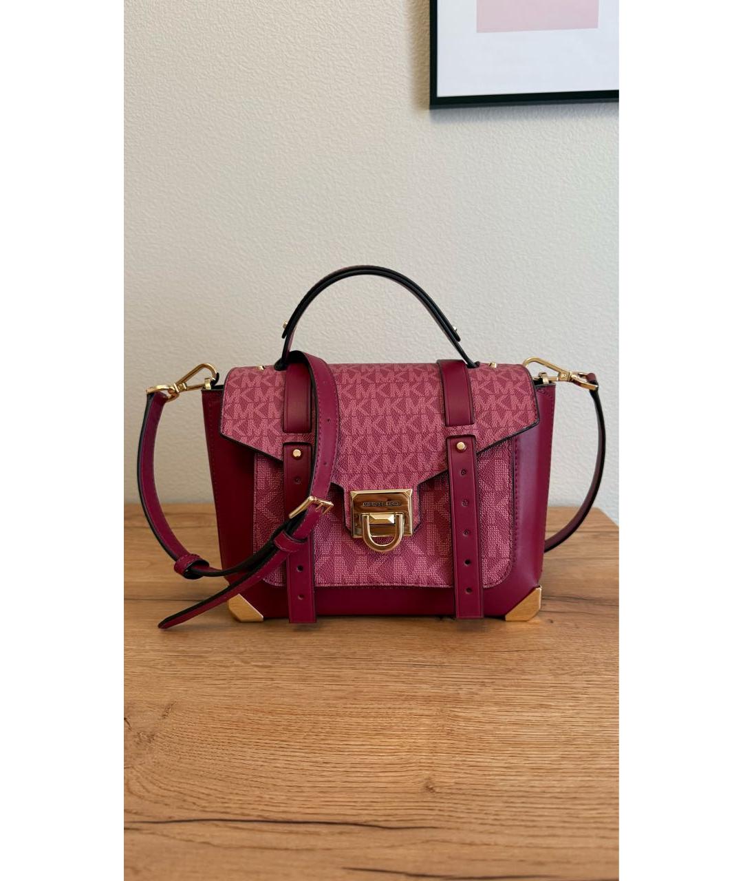 MICHAEL KORS Бордовая кожаная сумка через плечо, фото 9